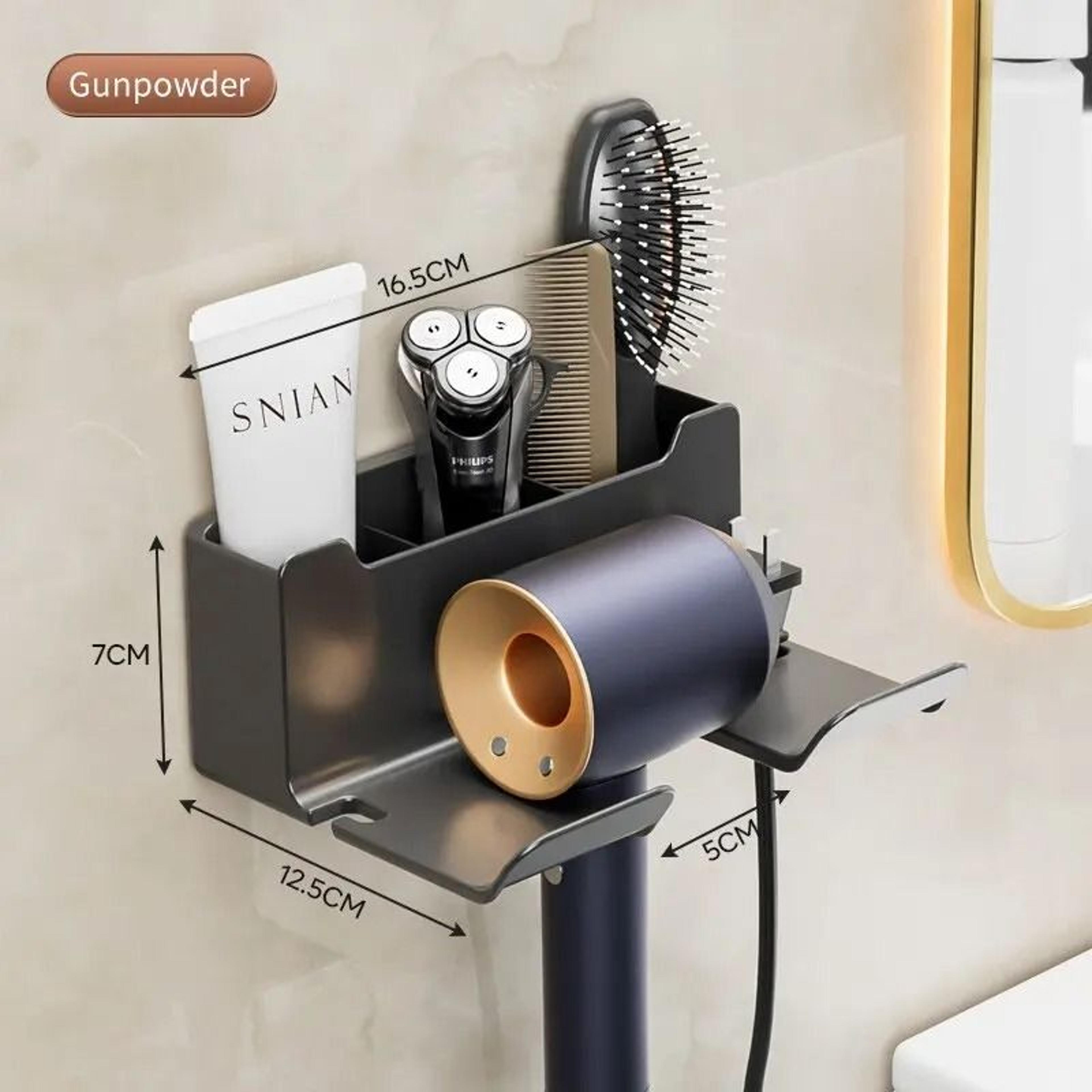Bathroom Hair Dryer Storage Rack Wall Mounted Non Perforated Multifunctional Organizer 10
