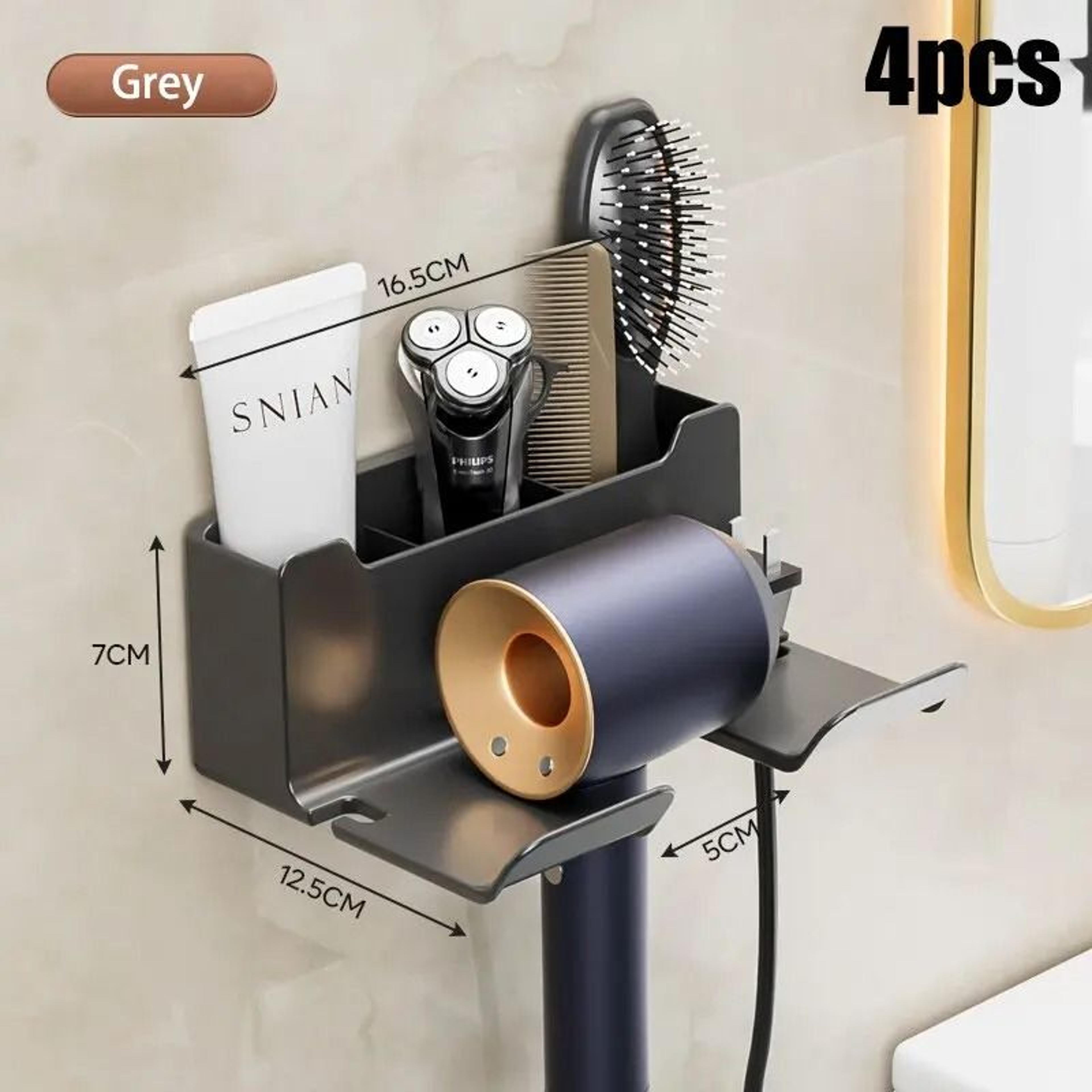 Bathroom Hair Dryer Storage Rack Wall Mounted Non Perforated Multifunctional Organizer 19