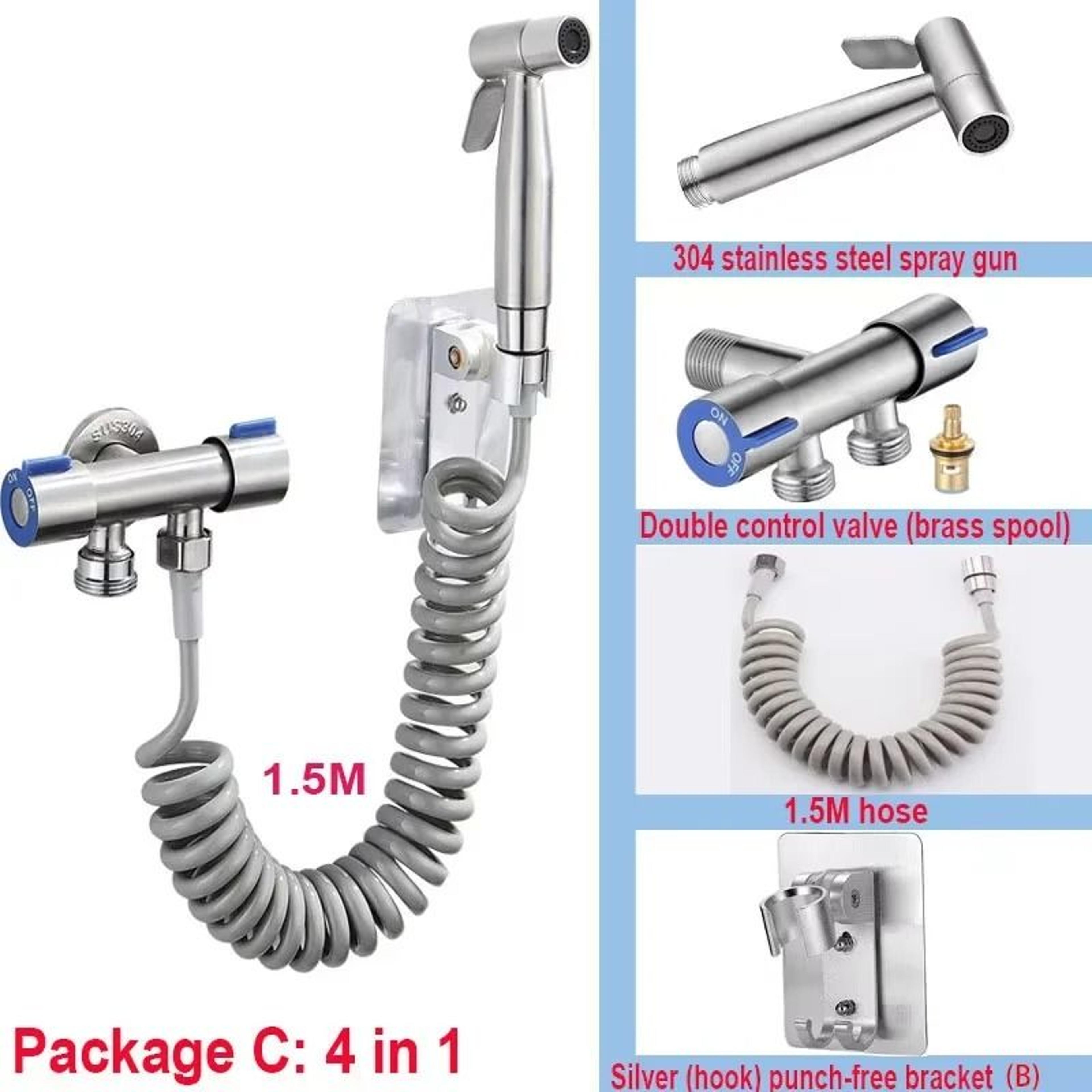 Bathroom Handheld Toilet Spray Set With Double Outlet Corner Valve 26