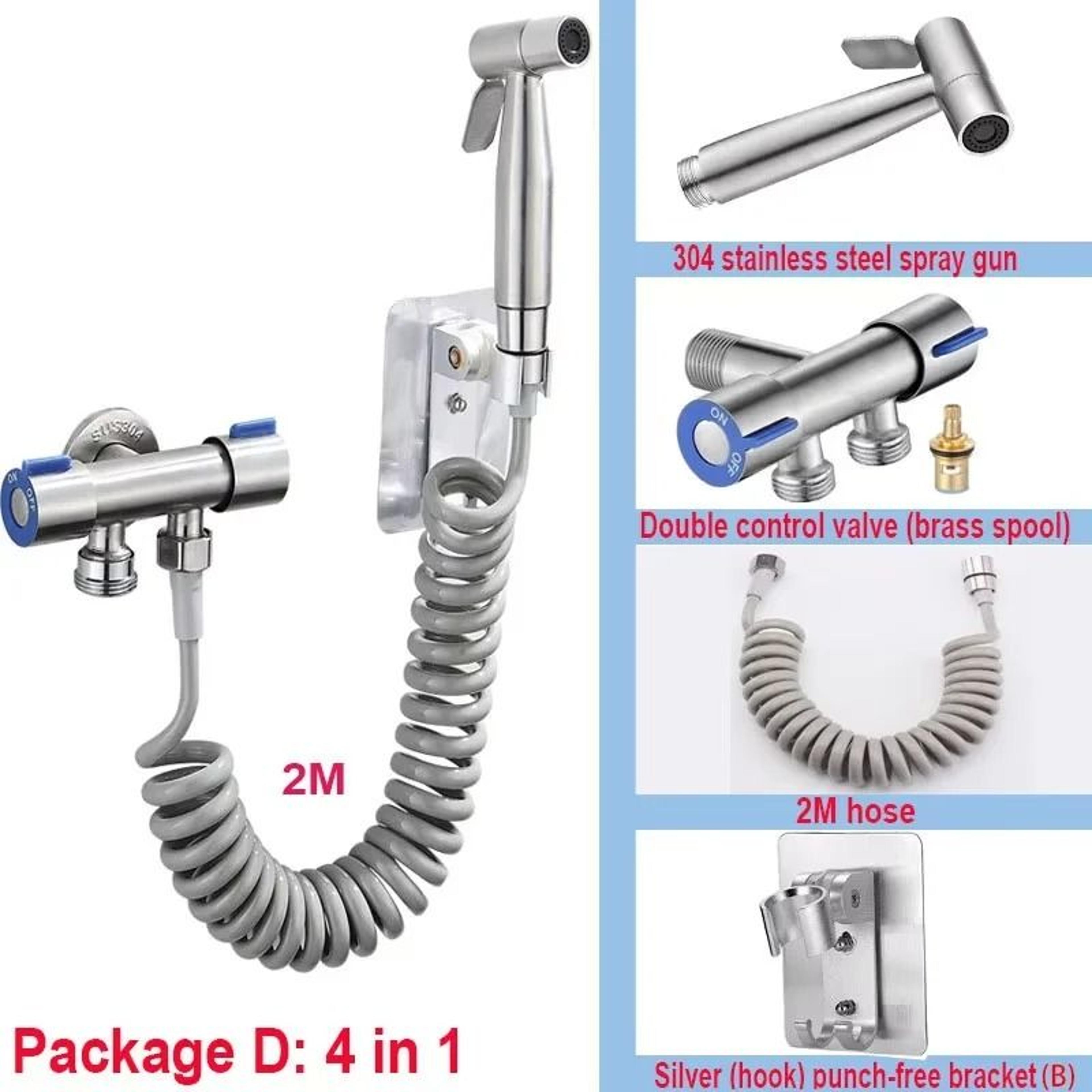 Bathroom Handheld Toilet Spray Set With Double Outlet Corner Valve 27