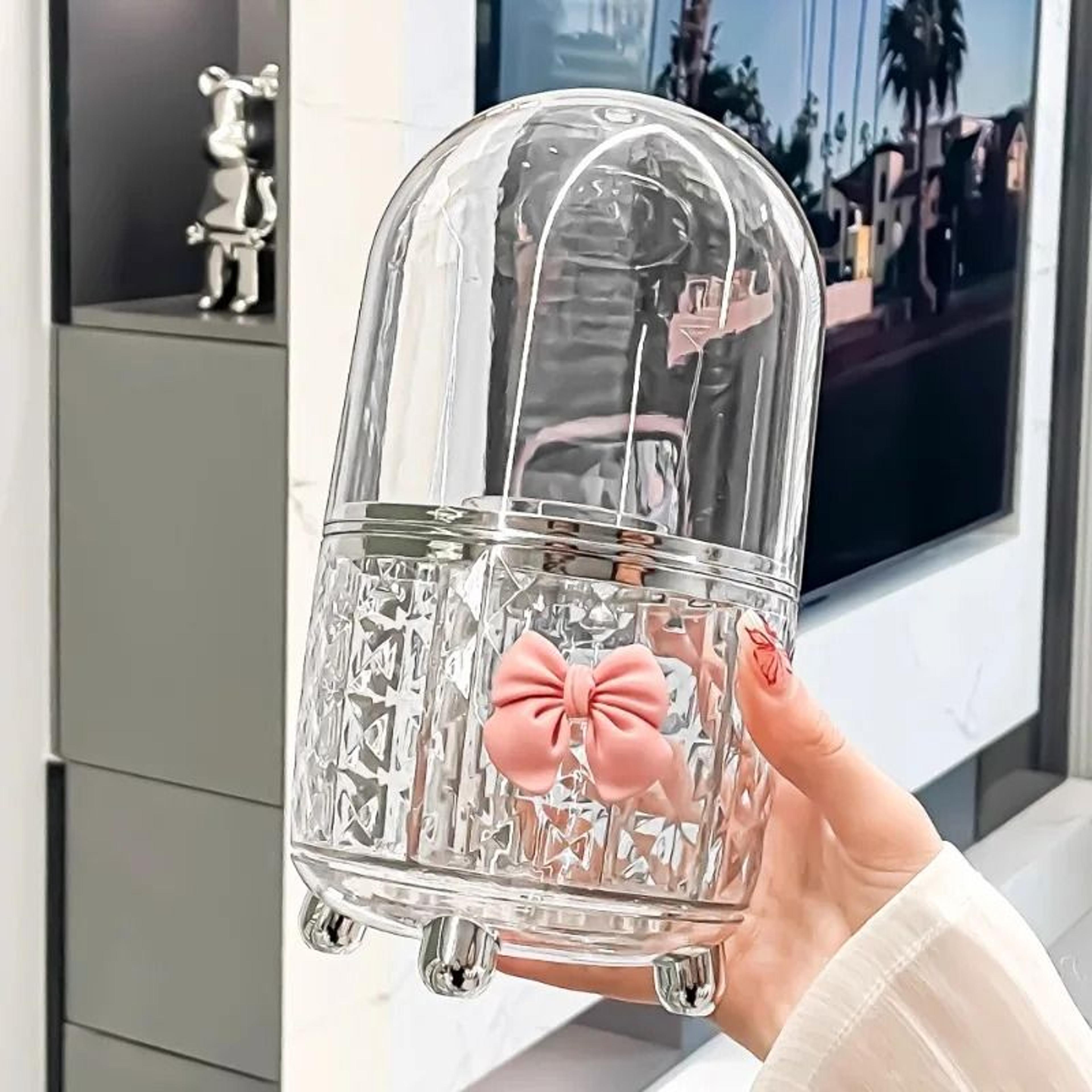 Rotating Cosmetic Makeup Organizer Storage Tube With Lid 1