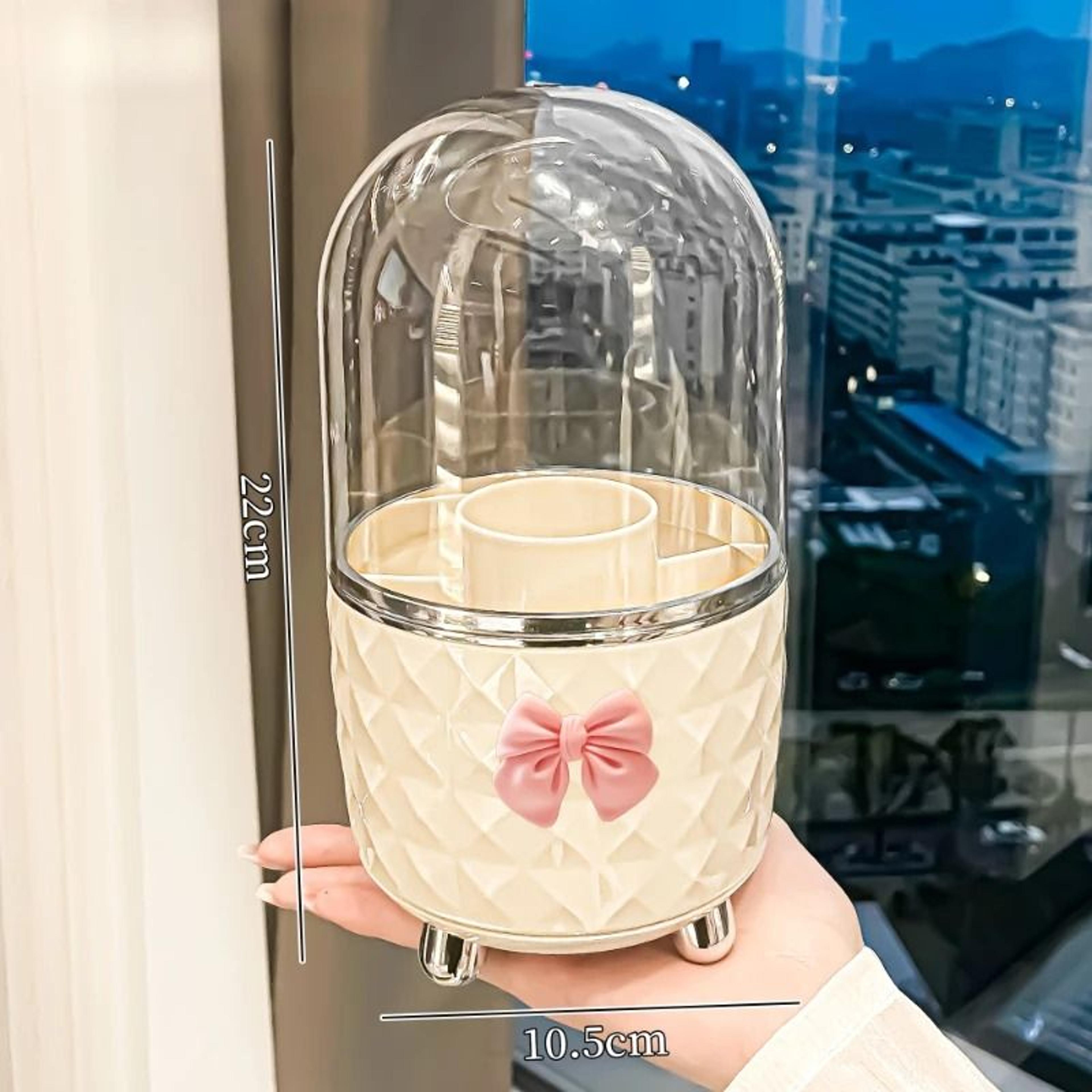 Rotating Cosmetic Makeup Organizer Storage Tube With Lid 7
