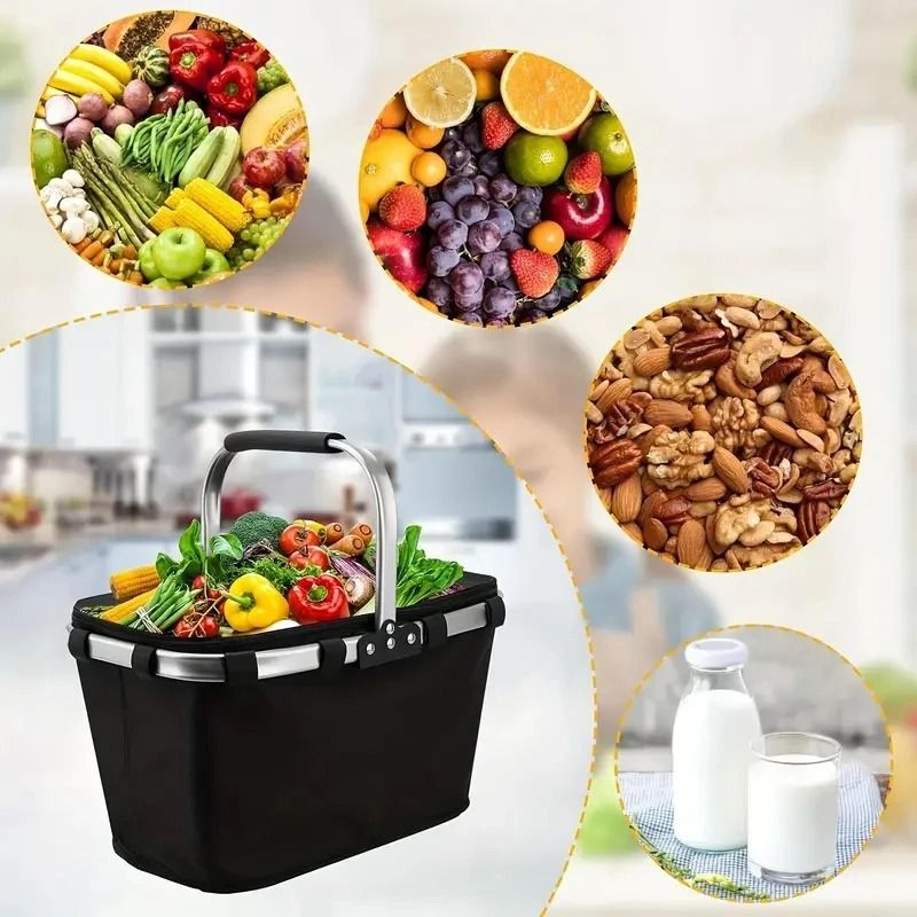 Foldable Insulated Picnic Basket With Aluminum Frame For Outdoor Food Storage 4