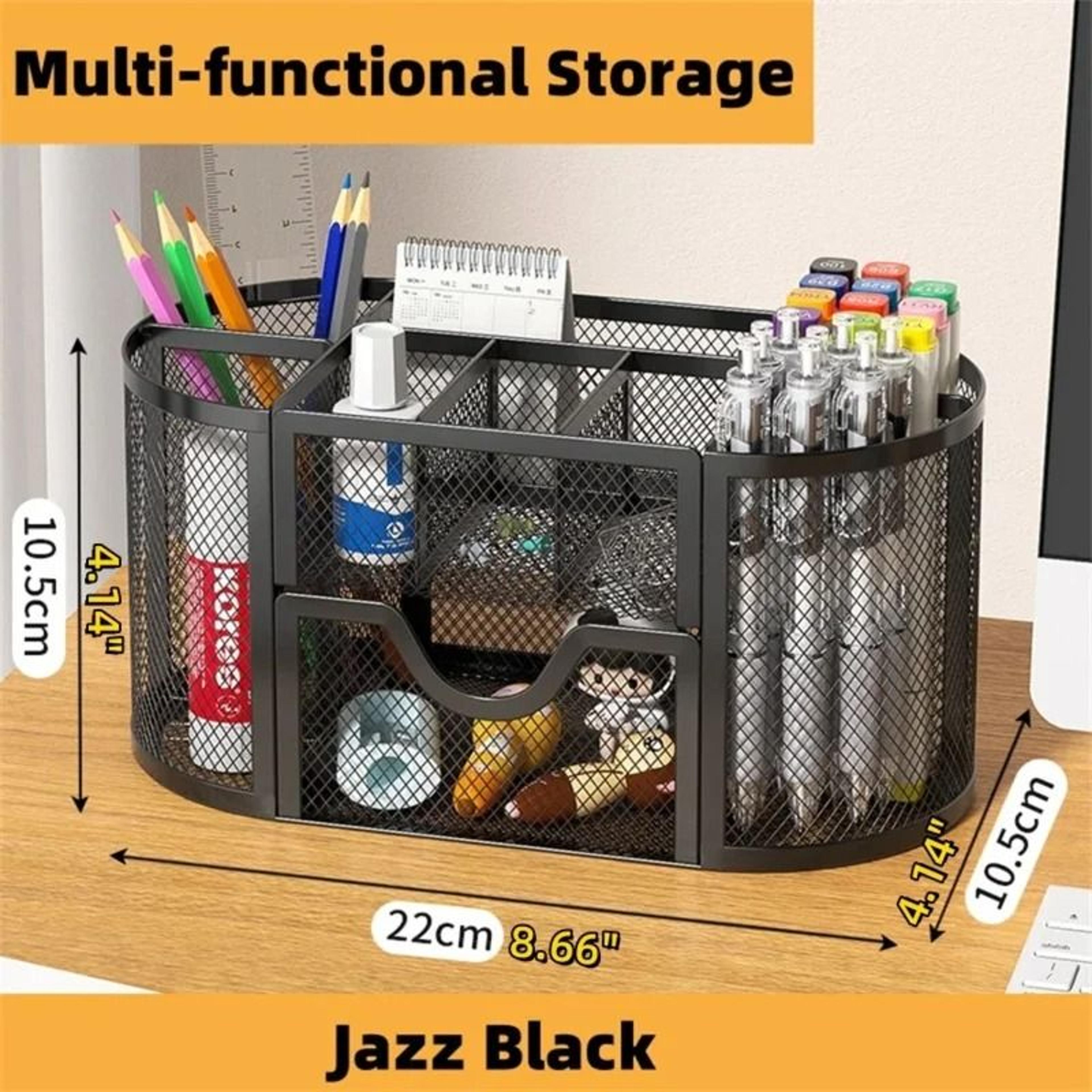 Mesh Desk Organizer With Multi Compartments For Office And Workspace Storage 5