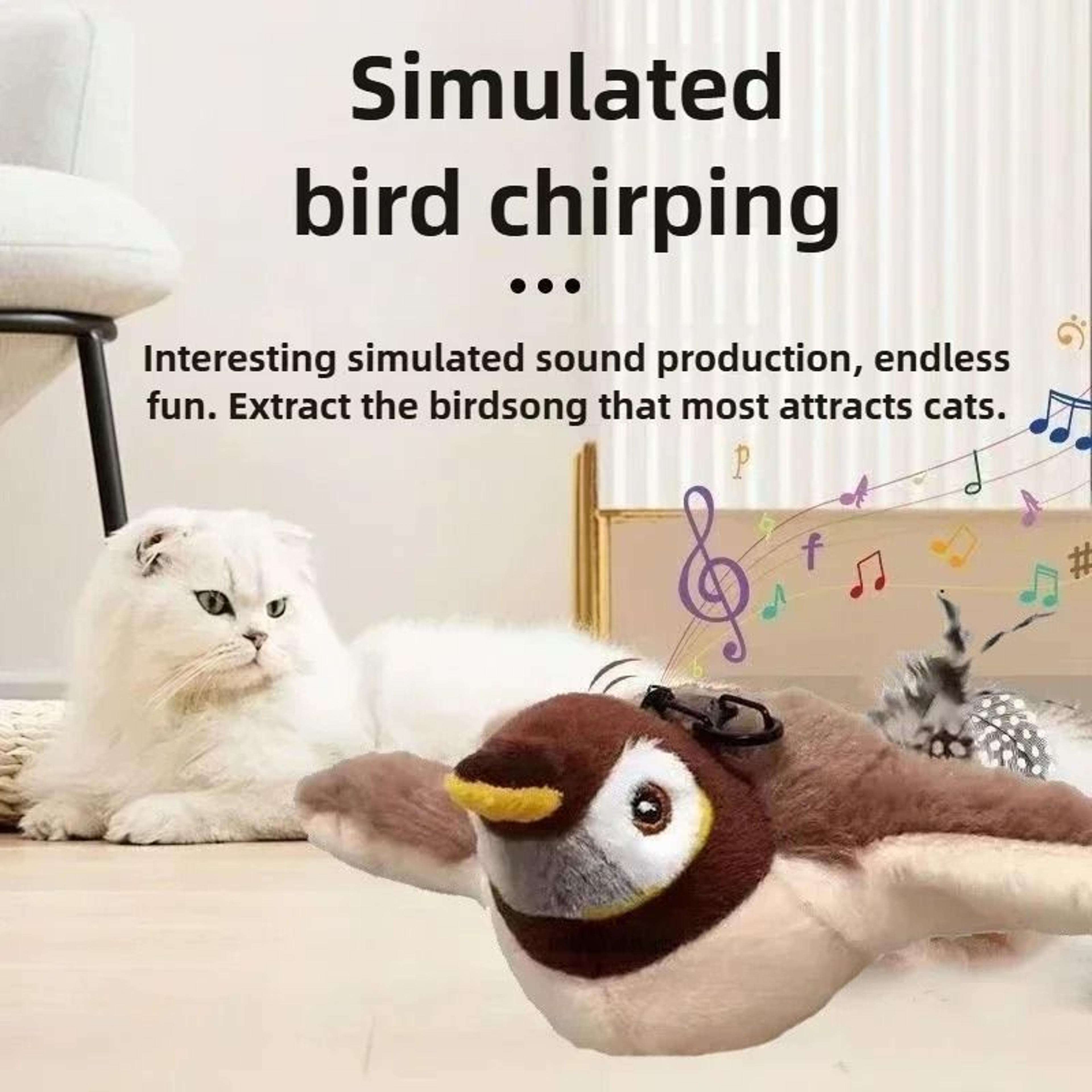 Rechargeable Chirping Flapping Bird Cat Toy With Catnip For Indoor Play 3