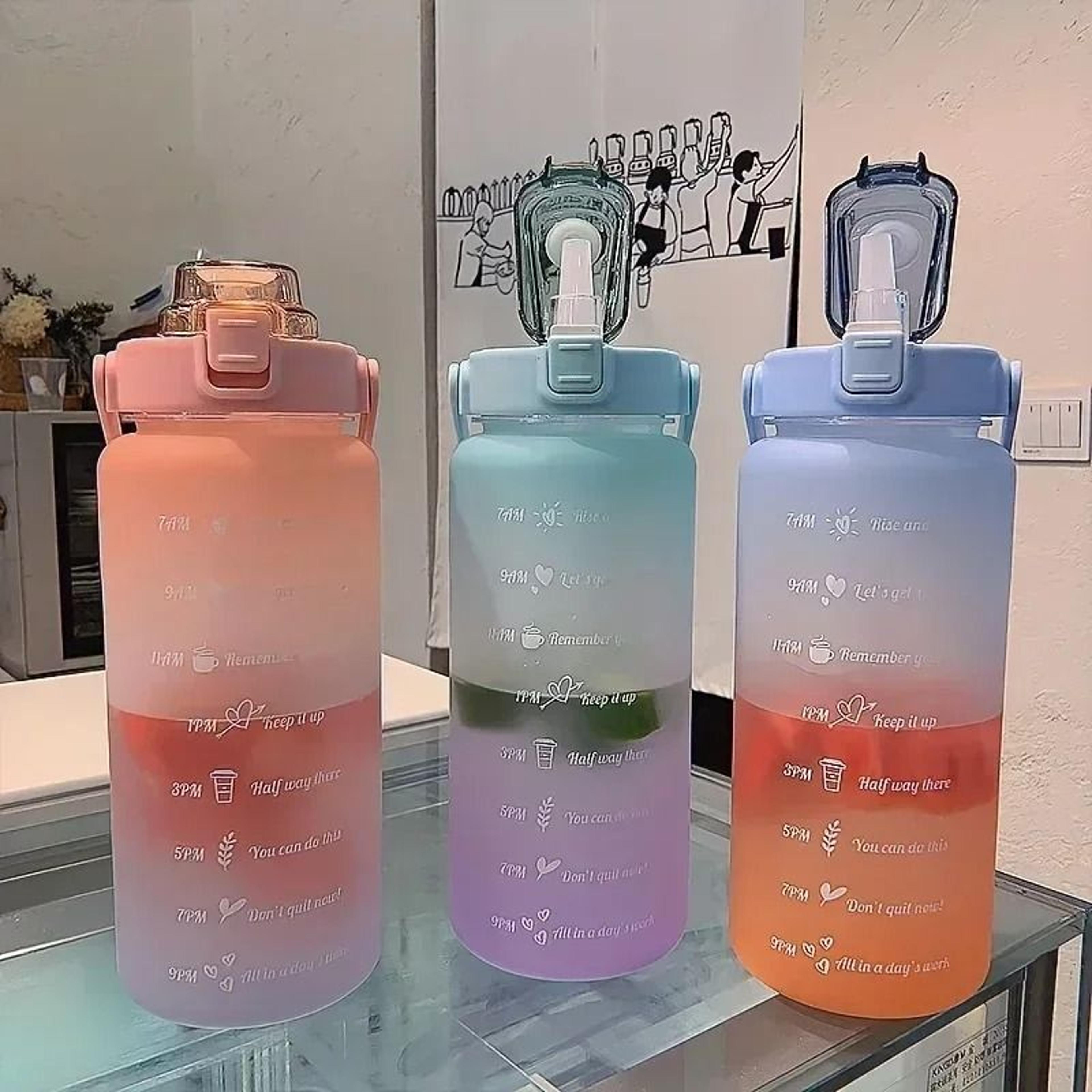 Large Capacity Sports Water Bottle With Straw And Time Marker For Fitness And Outdoor Use 1