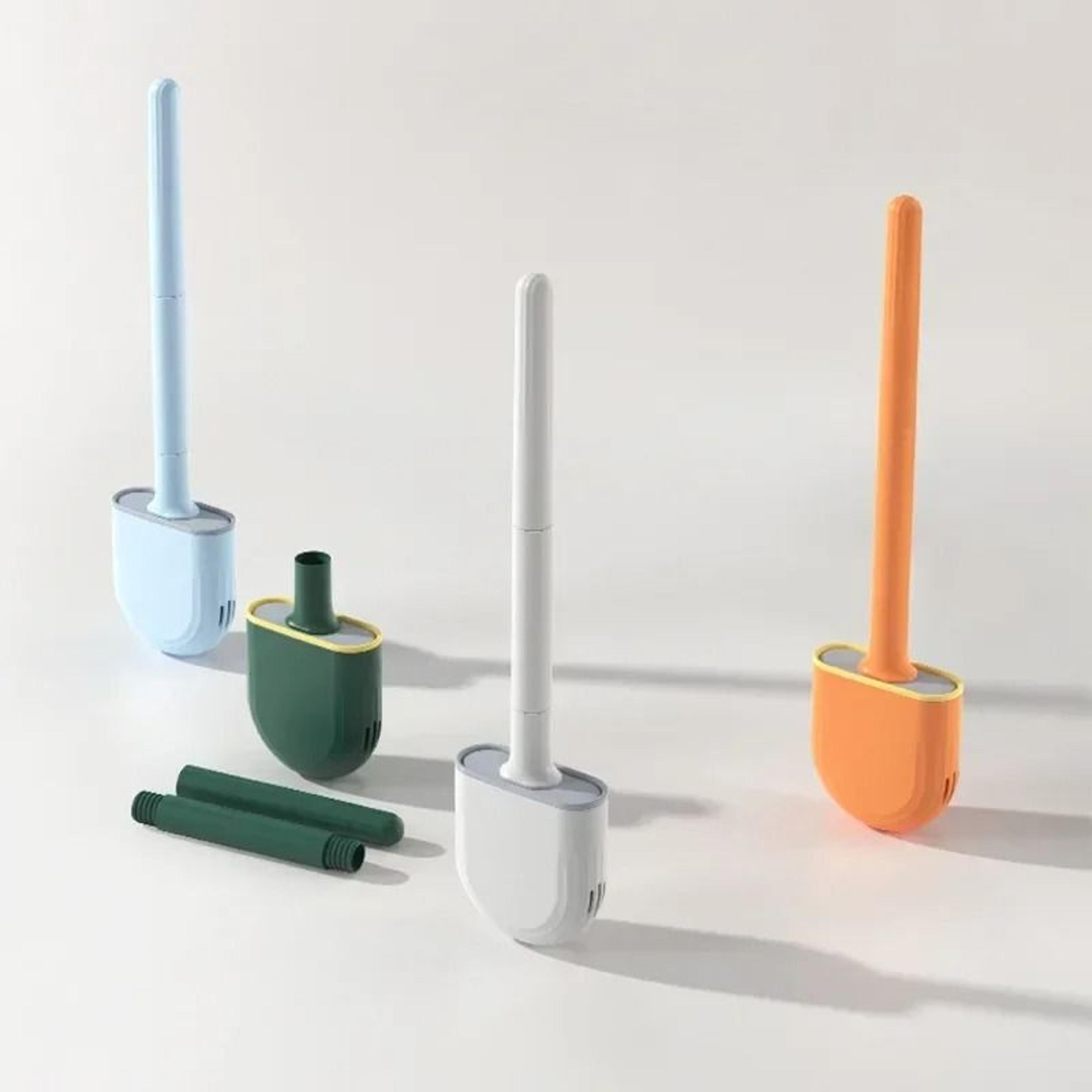 Wall Mounted Silicone Toilet Brush With Soft Bristles And Compact Holder 2
