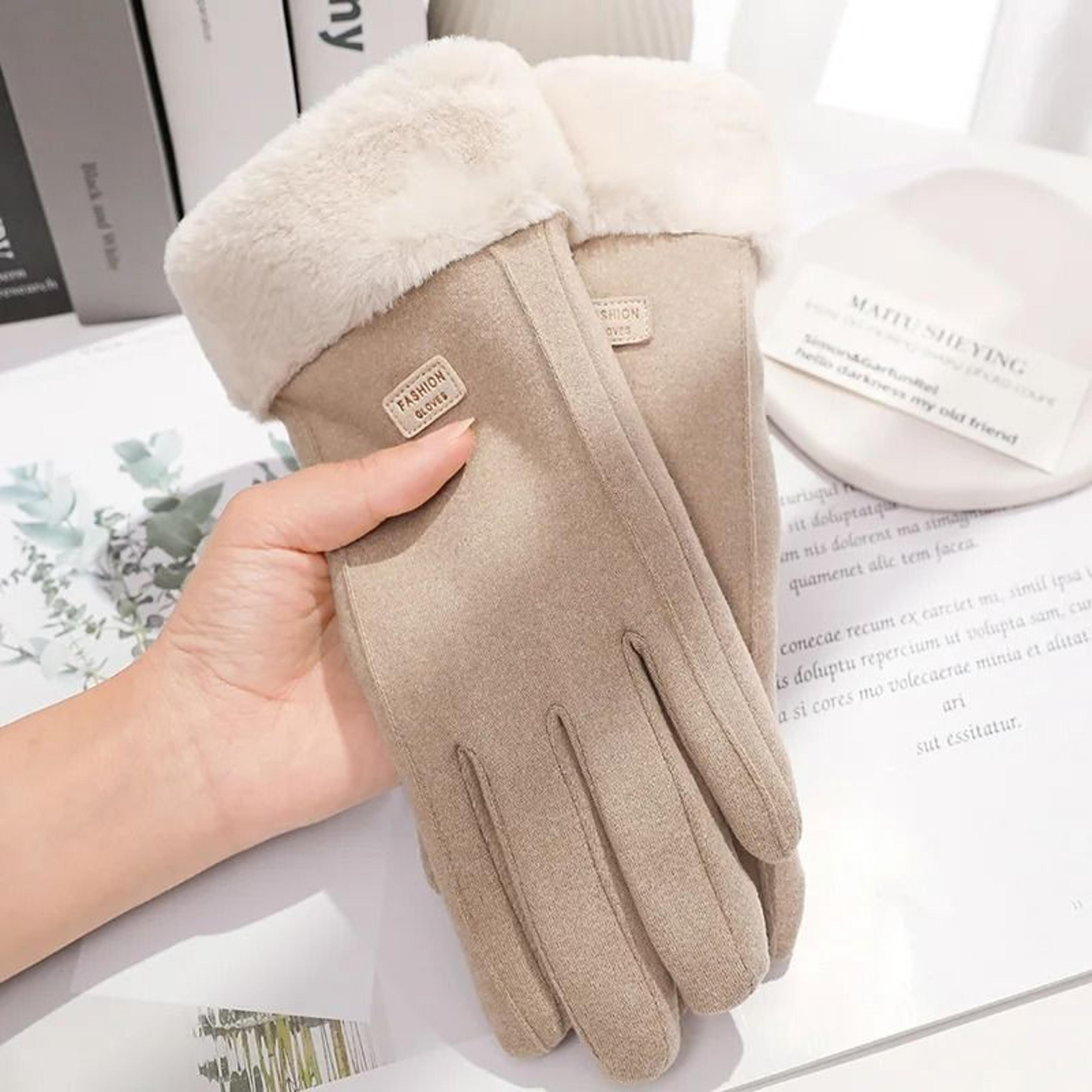 Womens Winter Plush Suede Touchscreen Gloves For Warm Outdoor Comfort 1