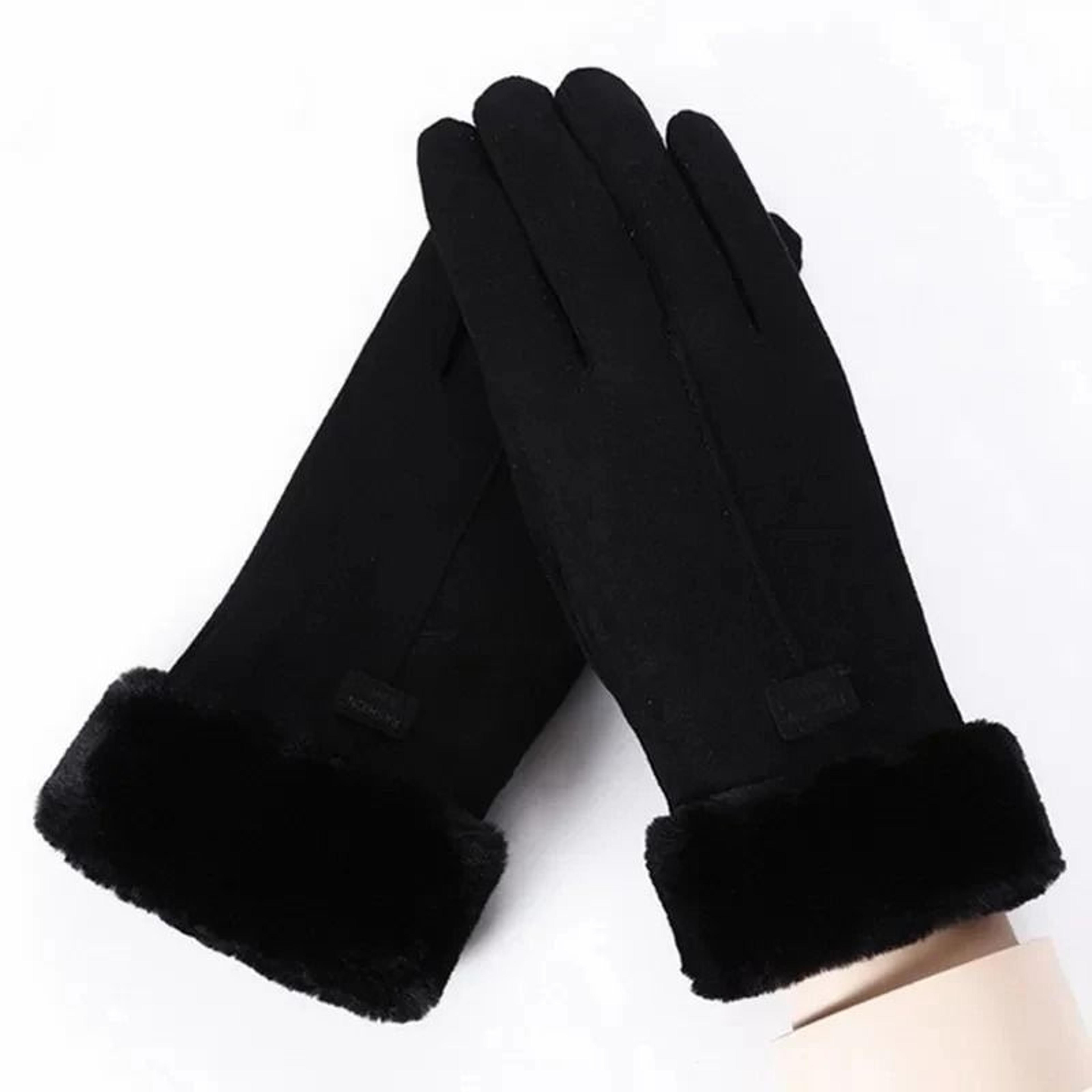 Womens Winter Plush Suede Touchscreen Gloves For Warm Outdoor Comfort 5