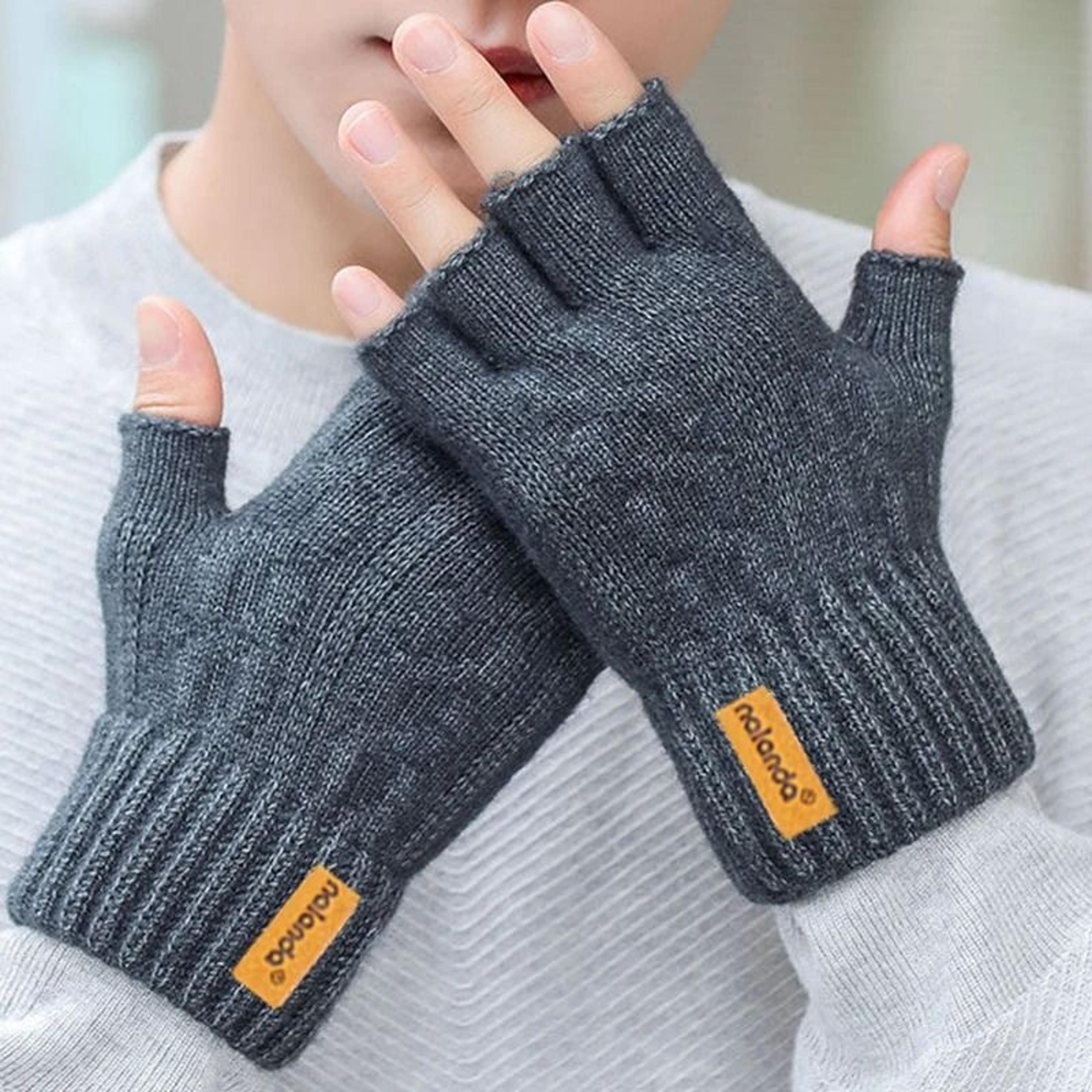 Warm Knitted Fingerless Winter Gloves With Plush Lining For Outdoor Touchscreen Use 8