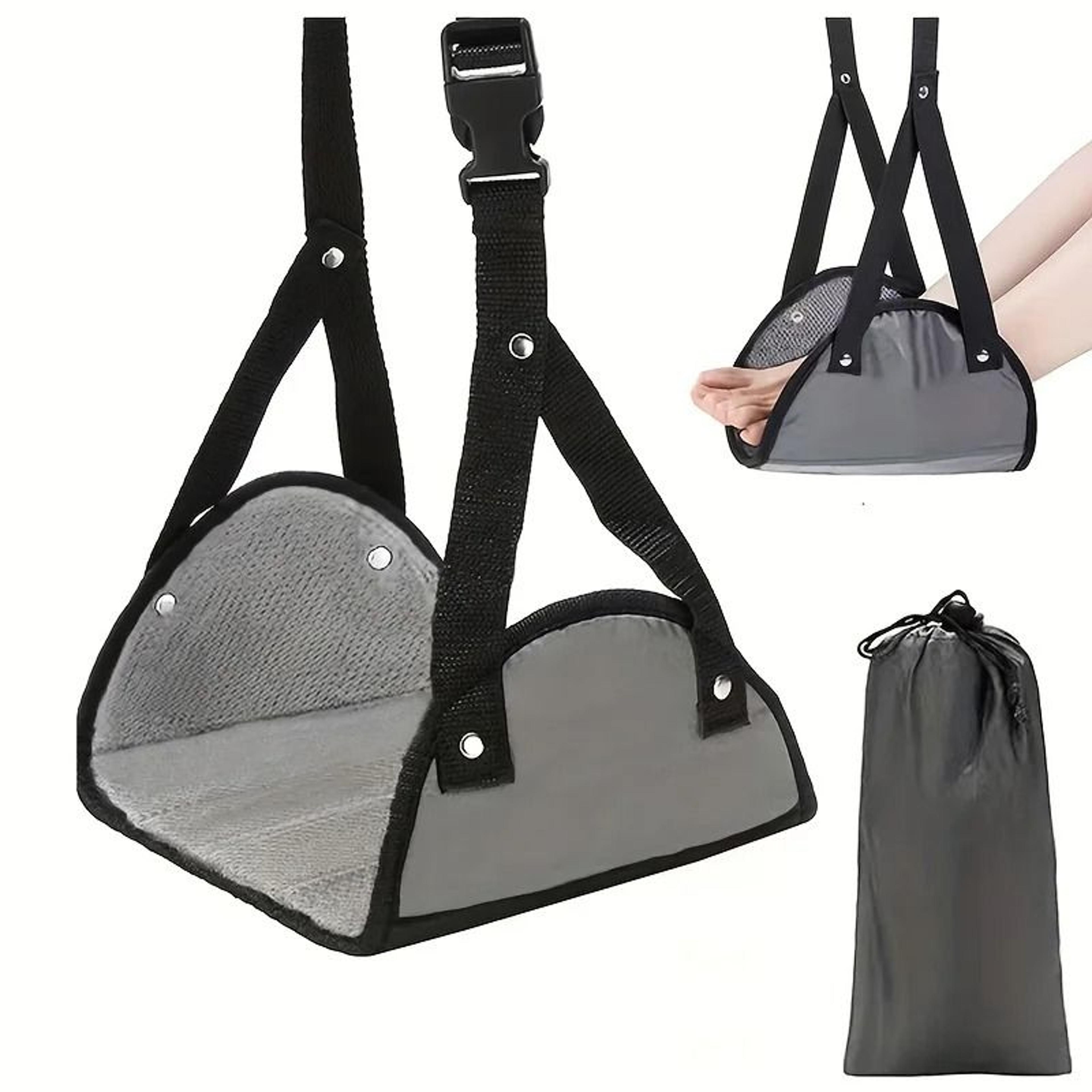 Airplane Footrest With Adjustable Strap Portable Hammock Leg Rest 7