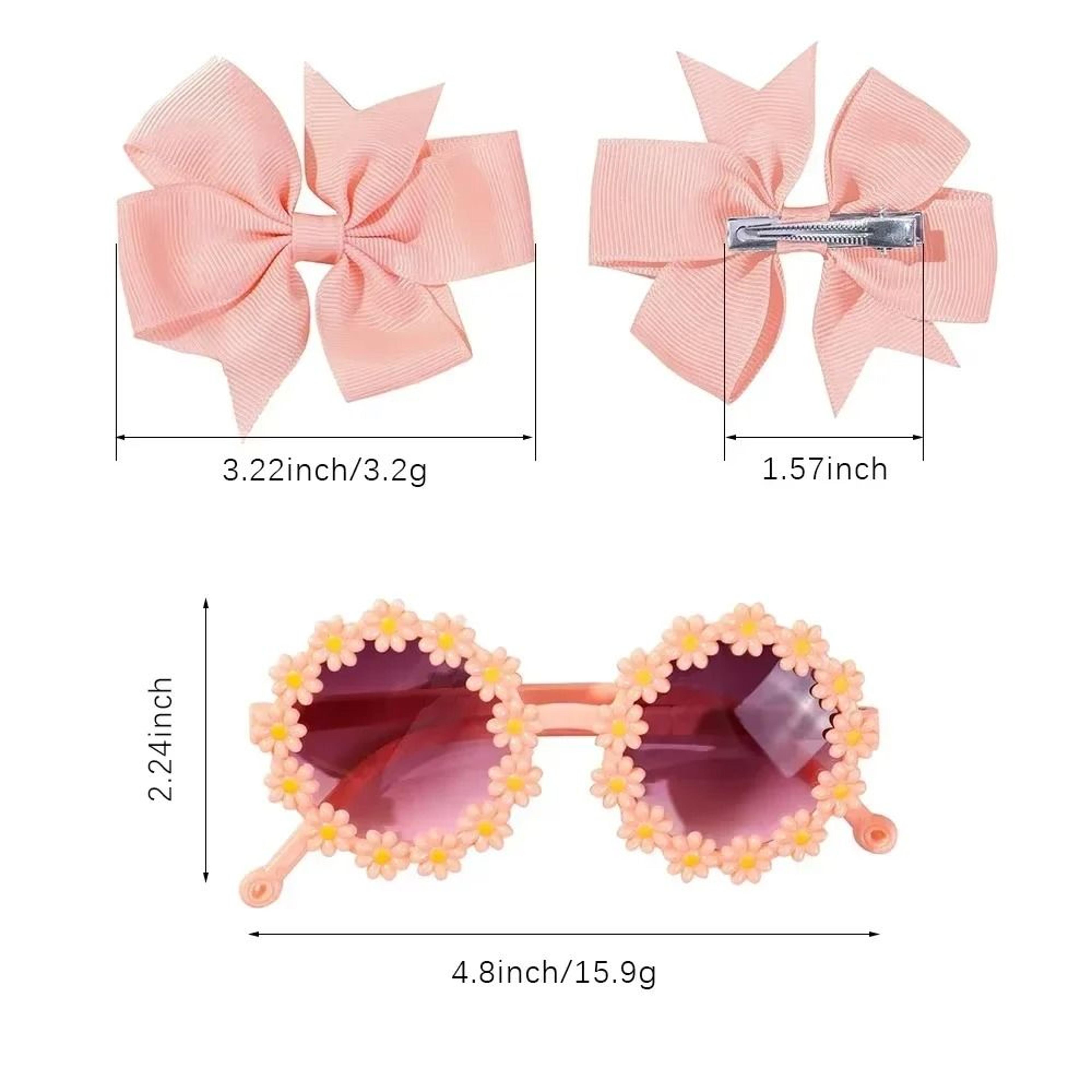 Cheer Bow Hairclips And Retro Flower Sunglasses Set For Kids 5