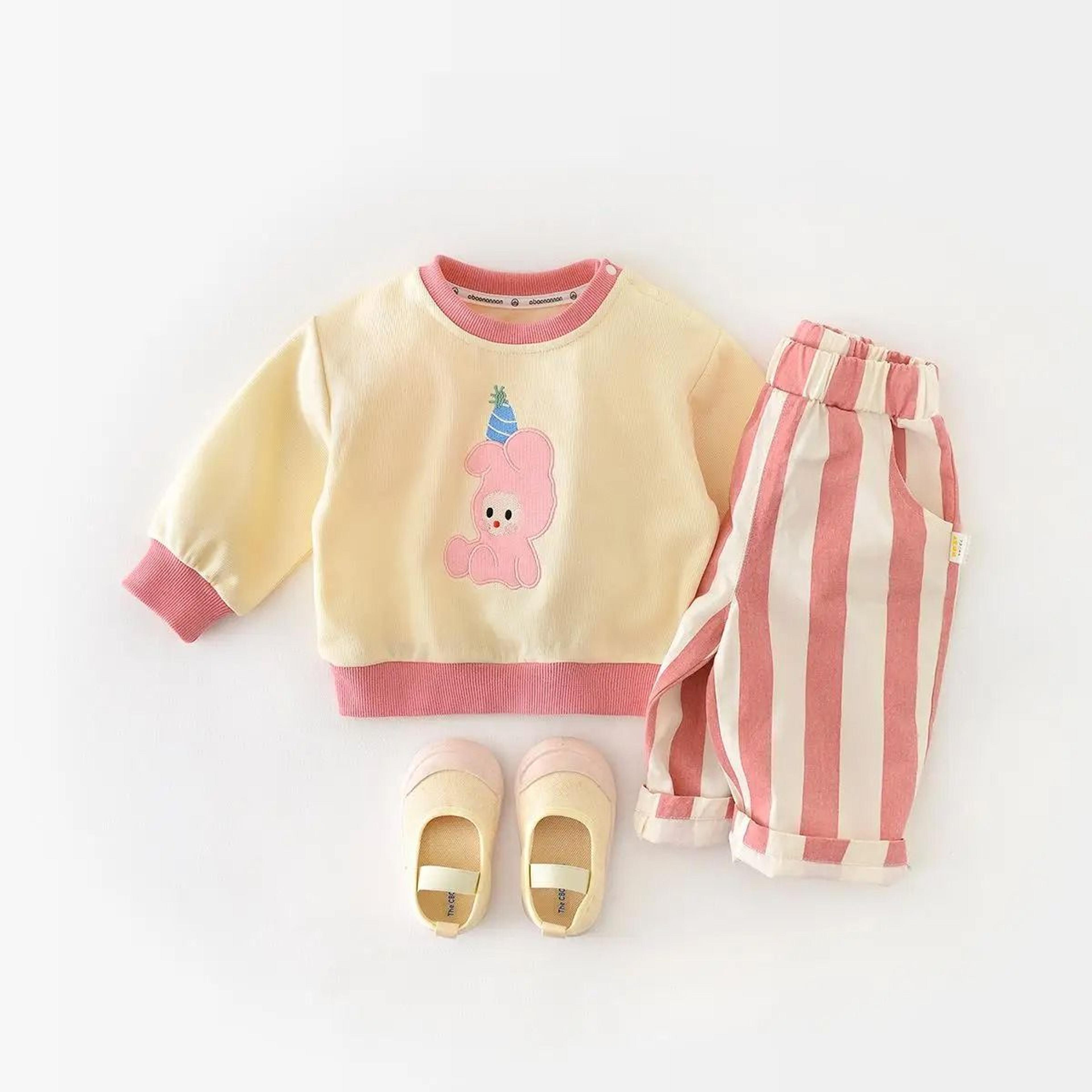 Autumn Loose Striped Baby Cotton Casual Pants With Pockets 1