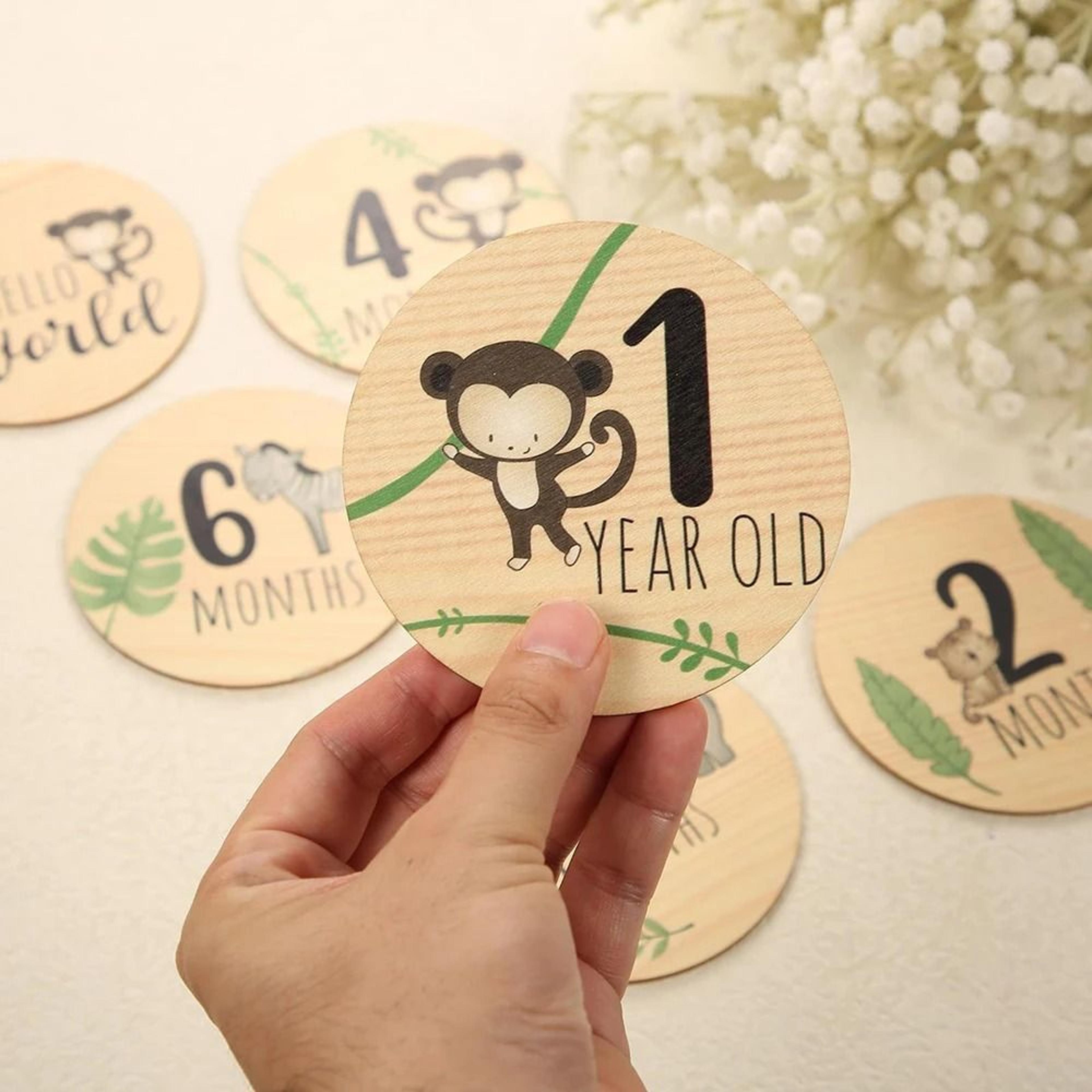 Newborn Wooden Monthly Milestone Cards Photography Props Set 3