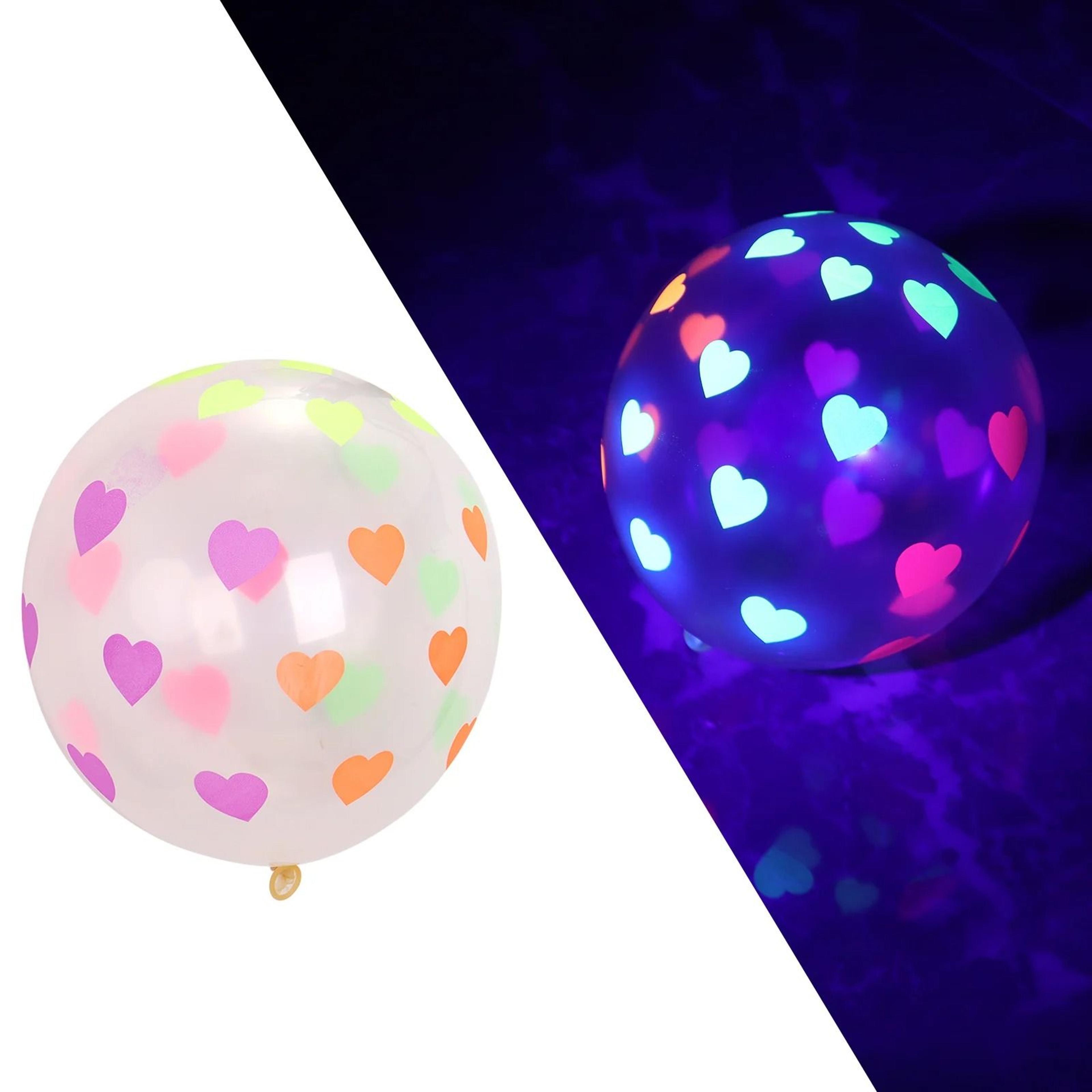Fluorescent Glow In The Dark Heart Balloons For Party Decoration 9