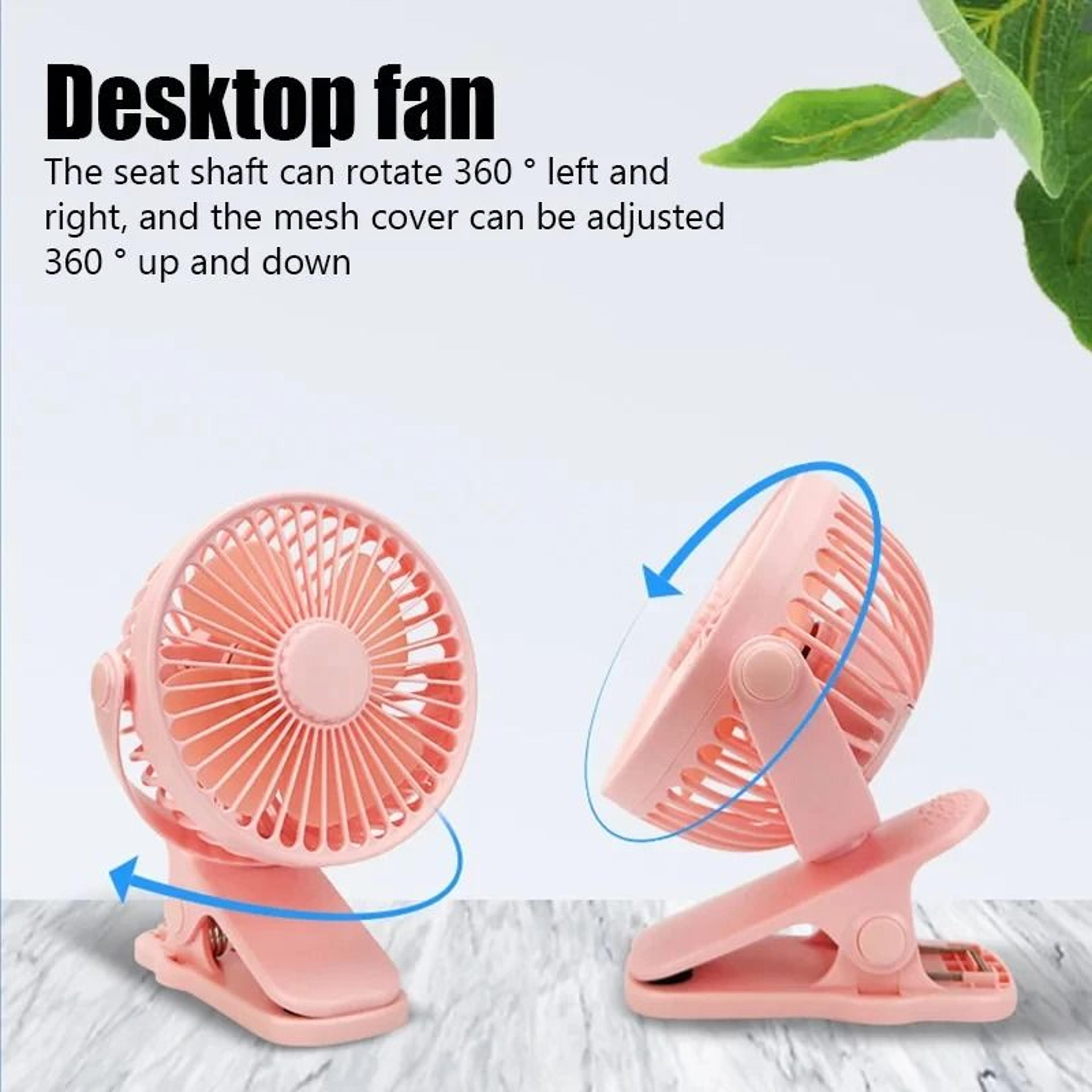 Mini Clip Fan Portable Quiet Desktop USB Rechargeable Three Speed Fan 4