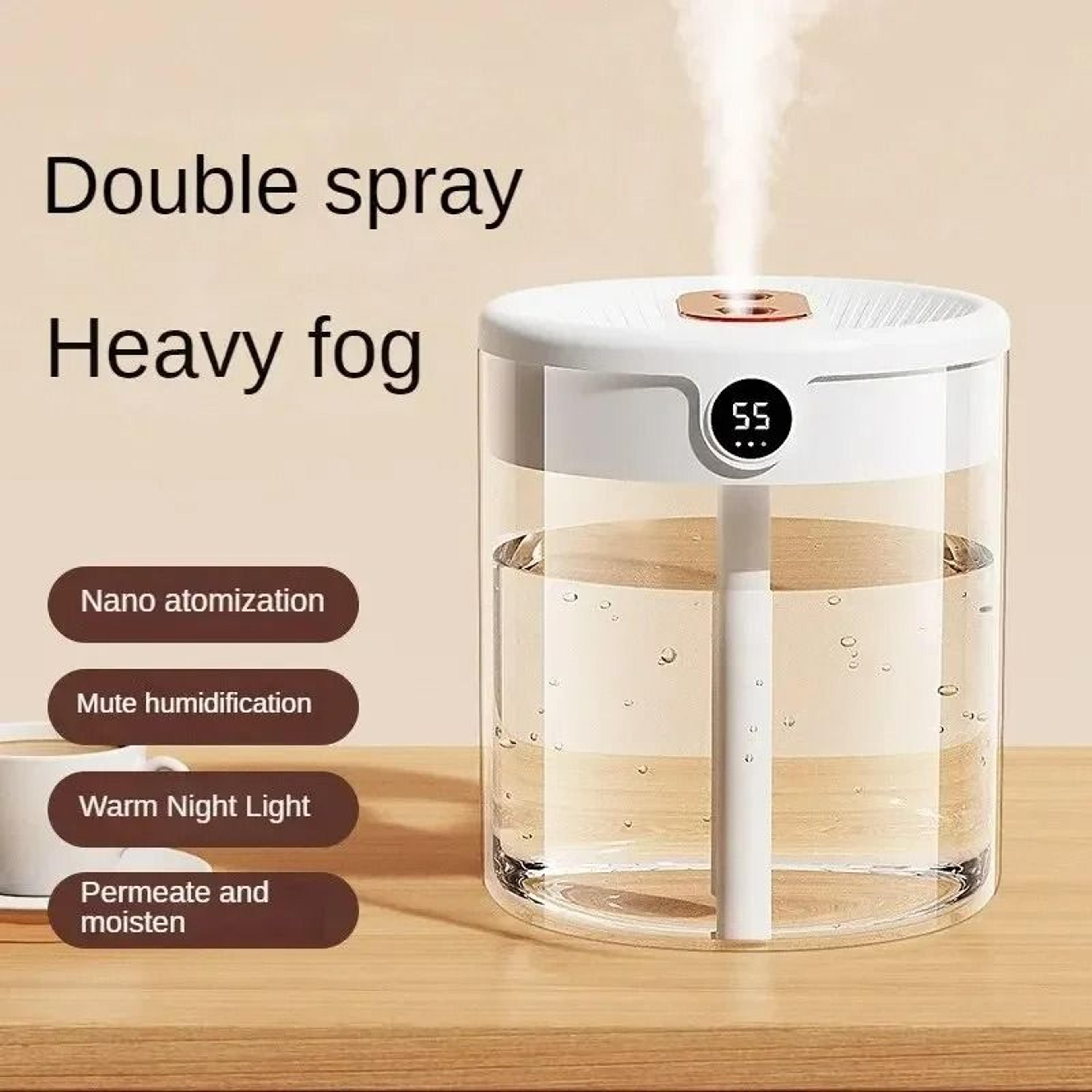 dual spray usb humidifier 2l large capacity quiet bedroom led display diffuser