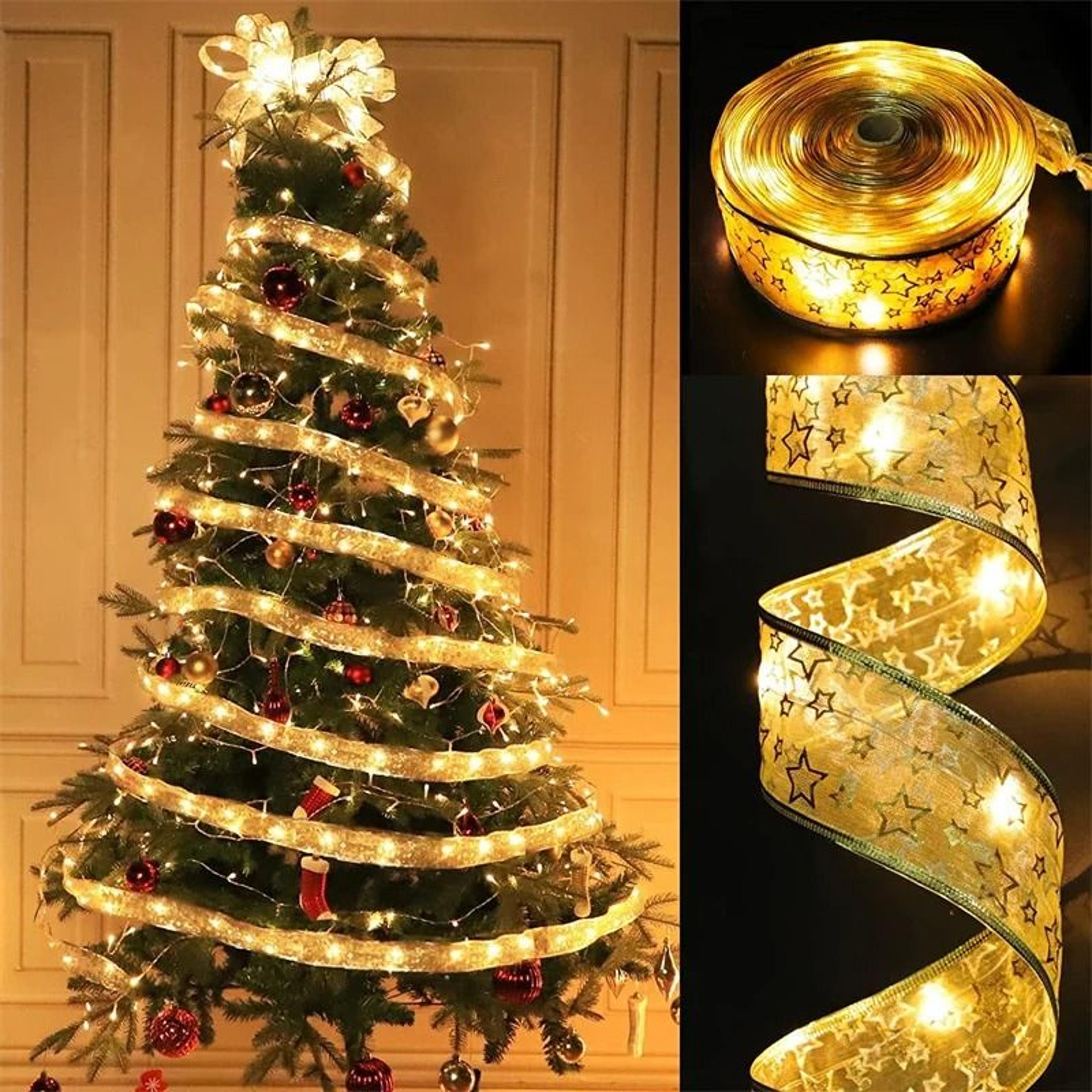Christmas Ribbon Fairy Light String For Holiday Home Decorations 7