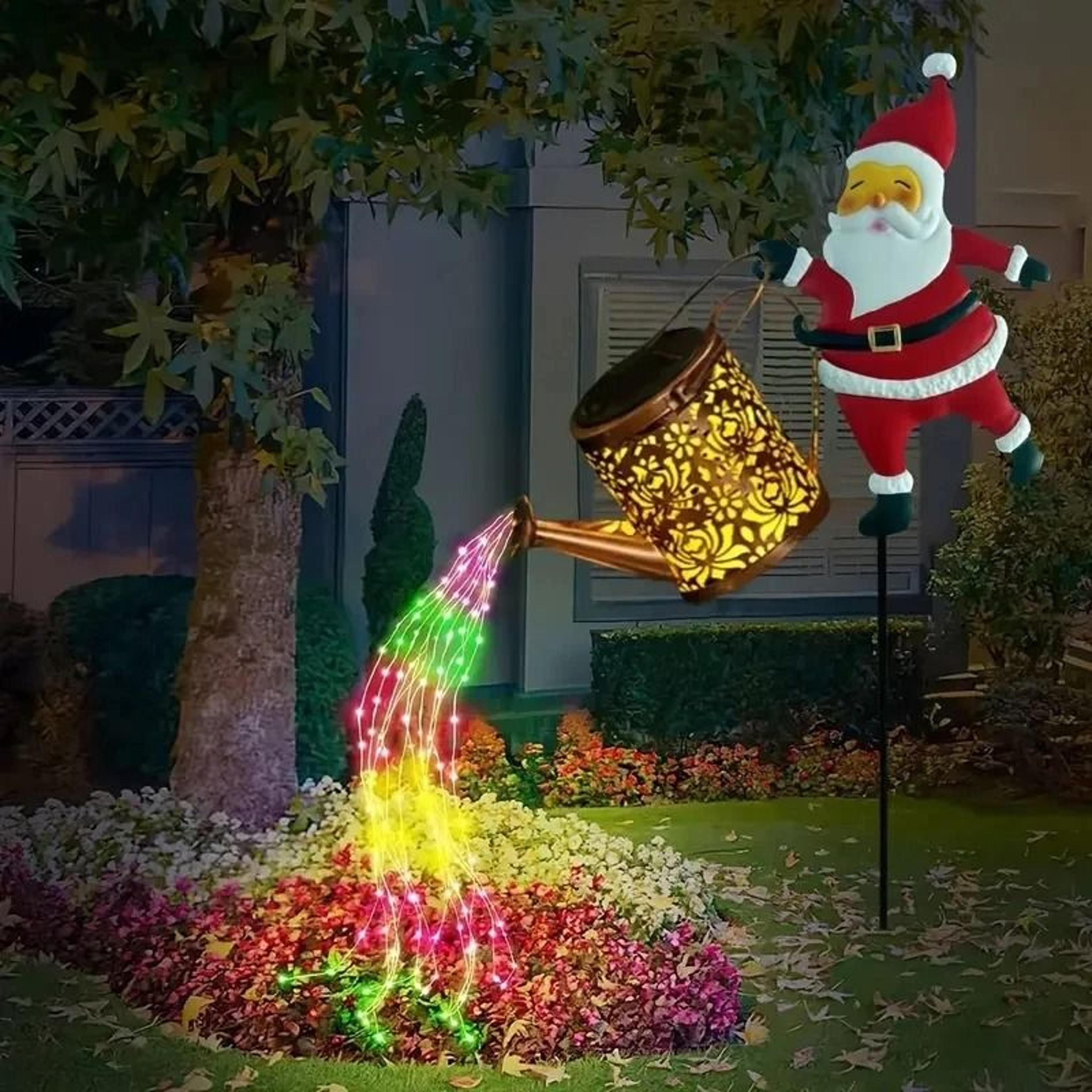 Solar Santa Claus Kettle Light For Christmas Garden And Lawn Decoration 1