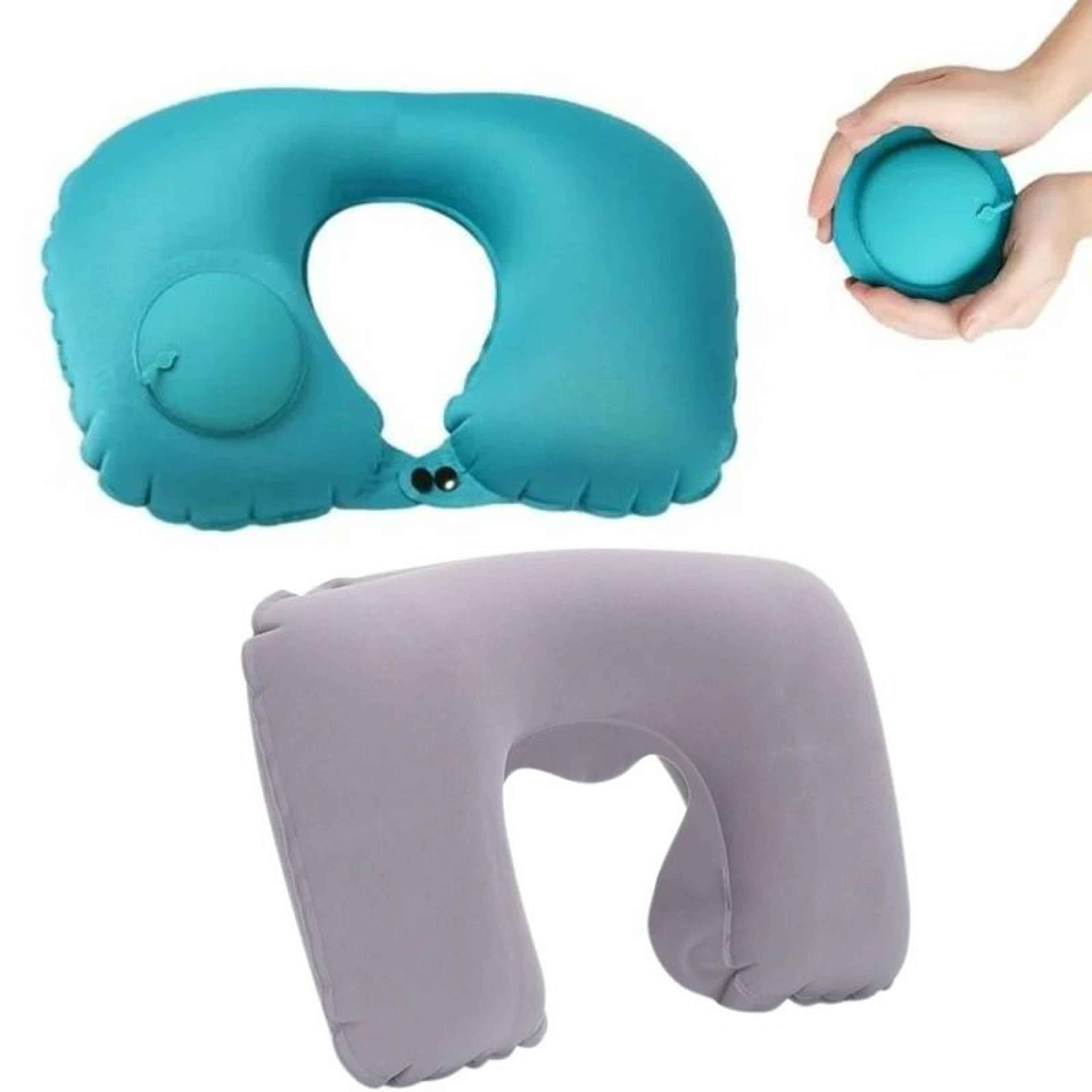 Inflatable U Shaped Travel Pillow With Press Pump And Leak Proof Design 0