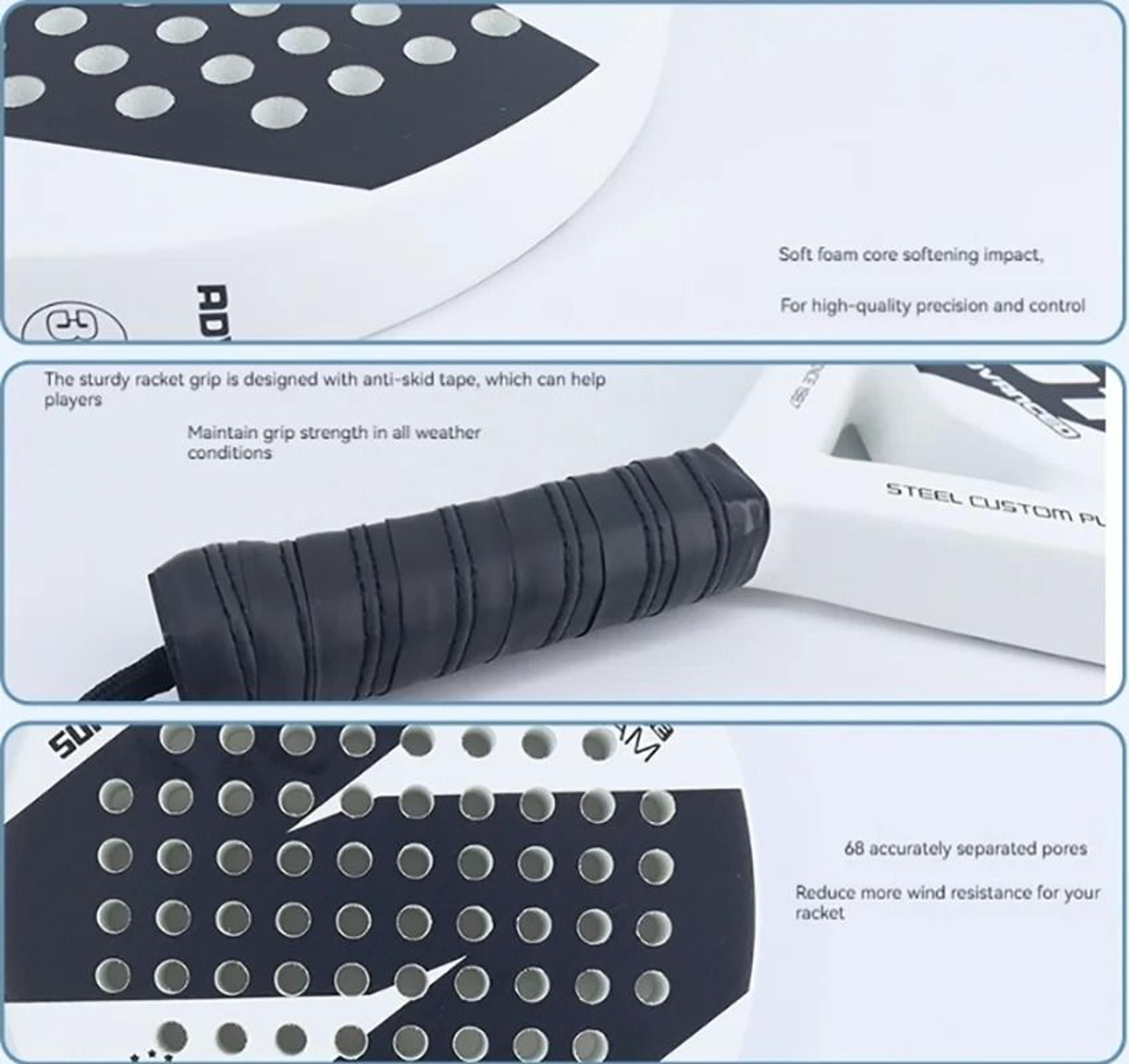 Blue And White Carbon Fiber Beach Sports Tennis Racquet With EVA Core 2