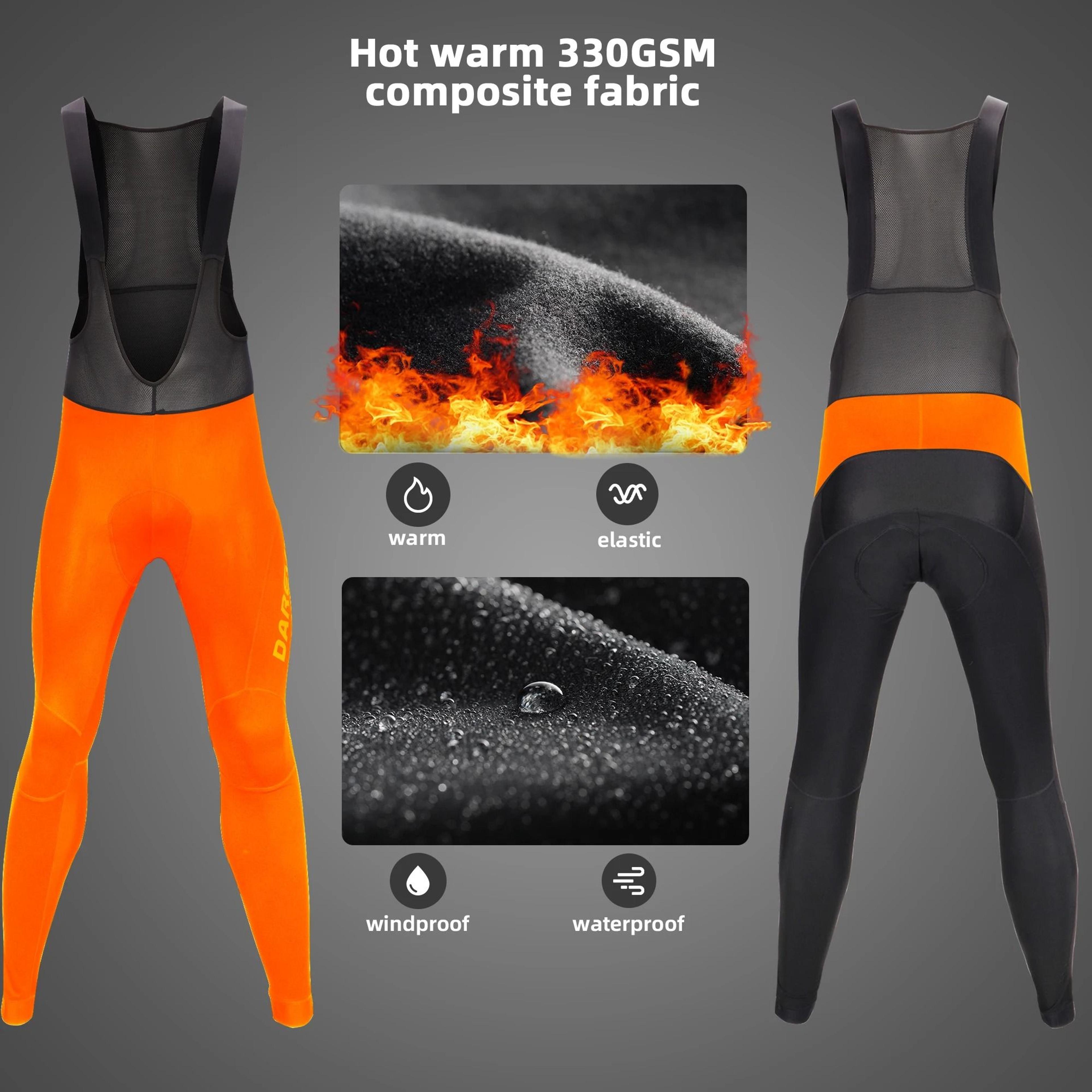 Darevie Winter Cycling Bib Tights Waterproof Thermal Fleece Padded Bike Pants 1