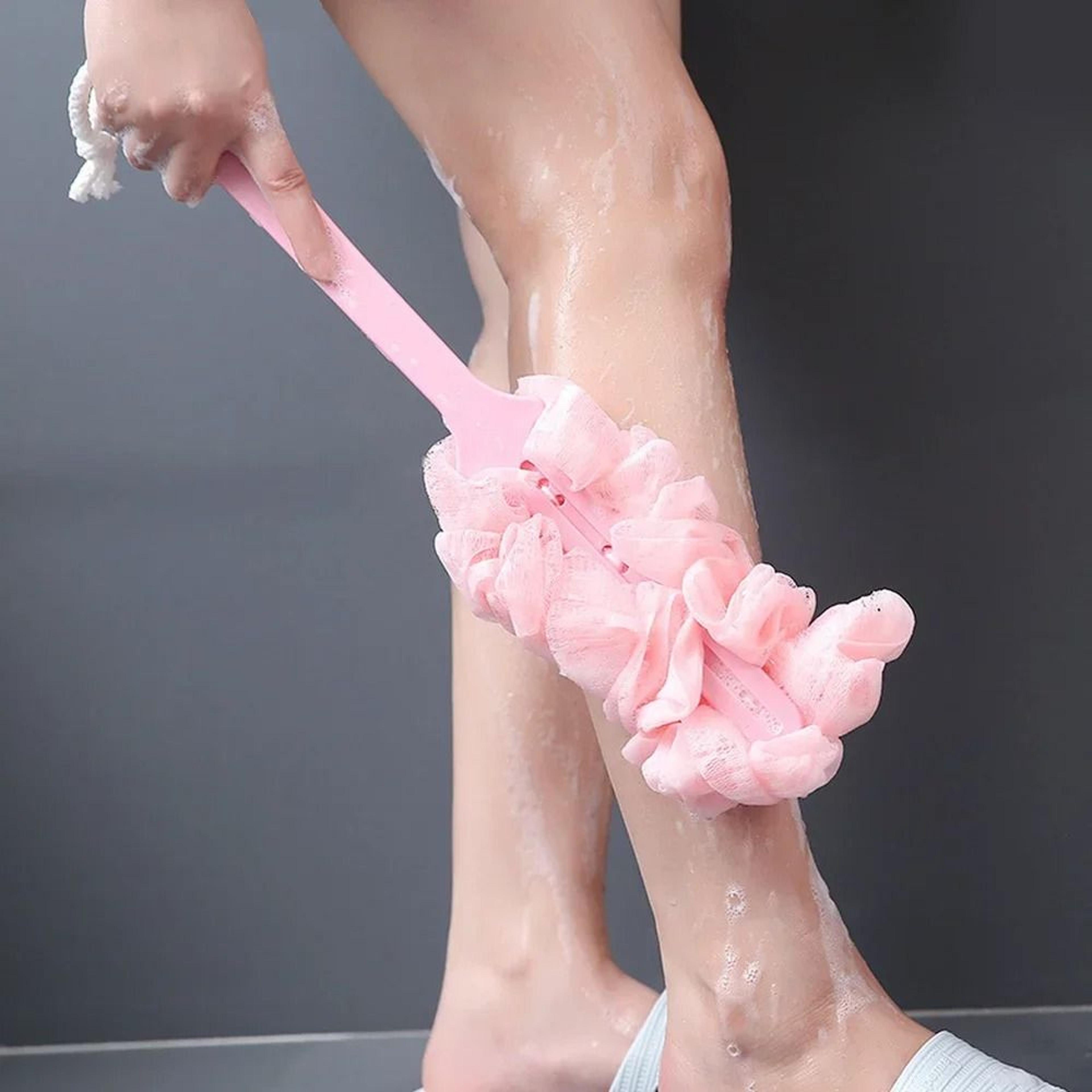 Long Handle Back Brush With Soft Mesh Scrubber For Shower And Bath Use 1