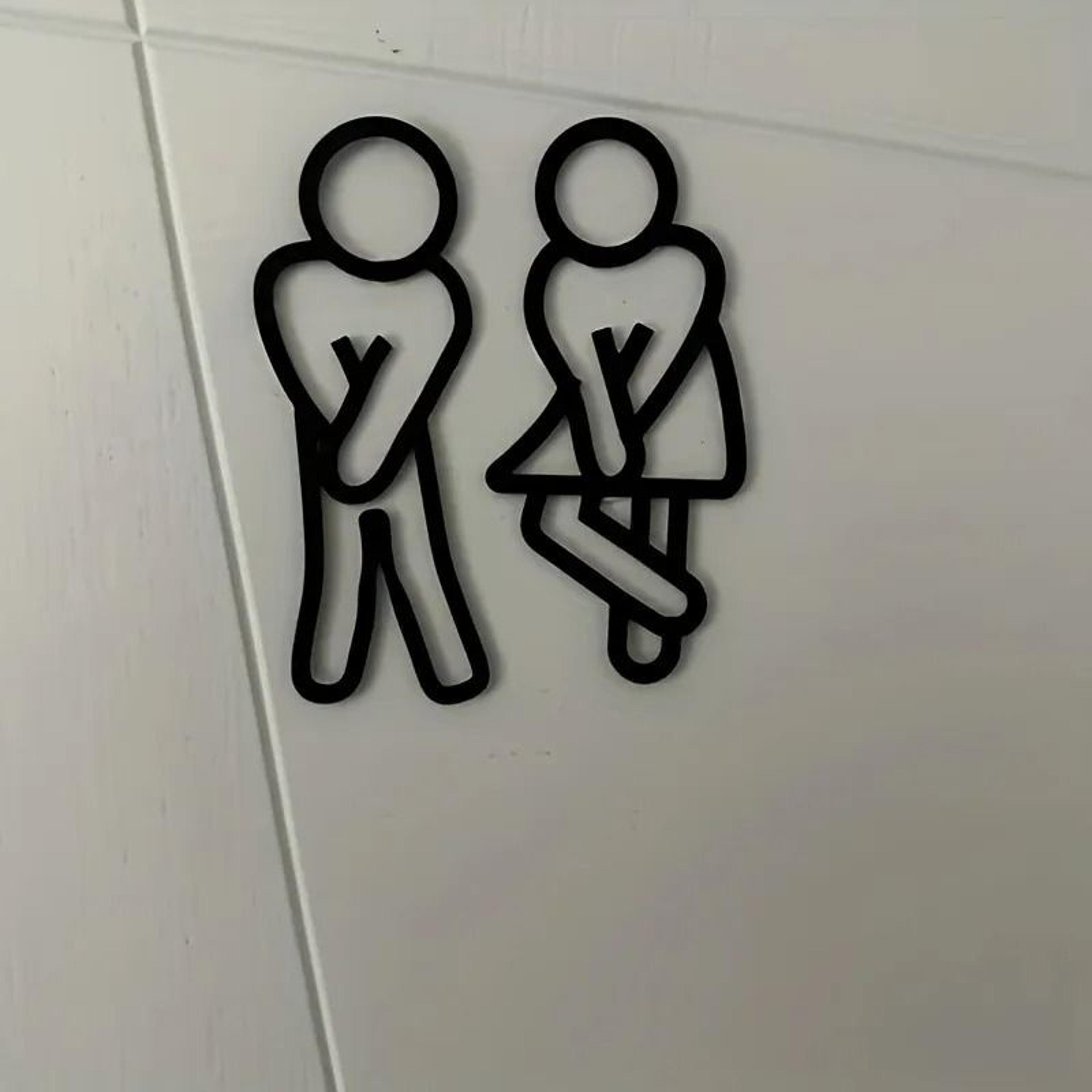 Funny Bathroom Signs For Men And Women With Creative Flat Restroom Door Design 2