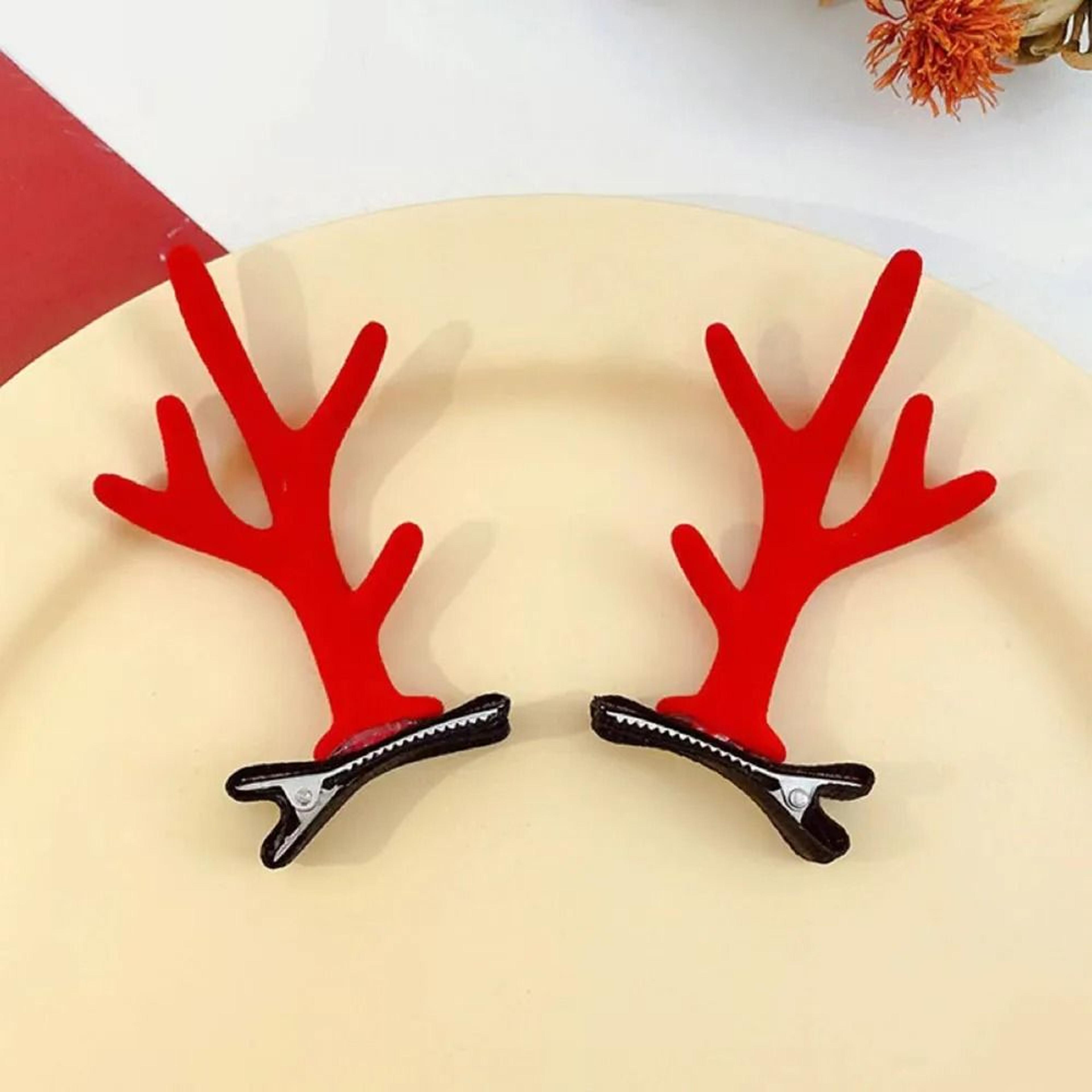 Christmas Antler Hair Clips With Deer Ears And Fluffy Accents For Festive Holiday Styling 7