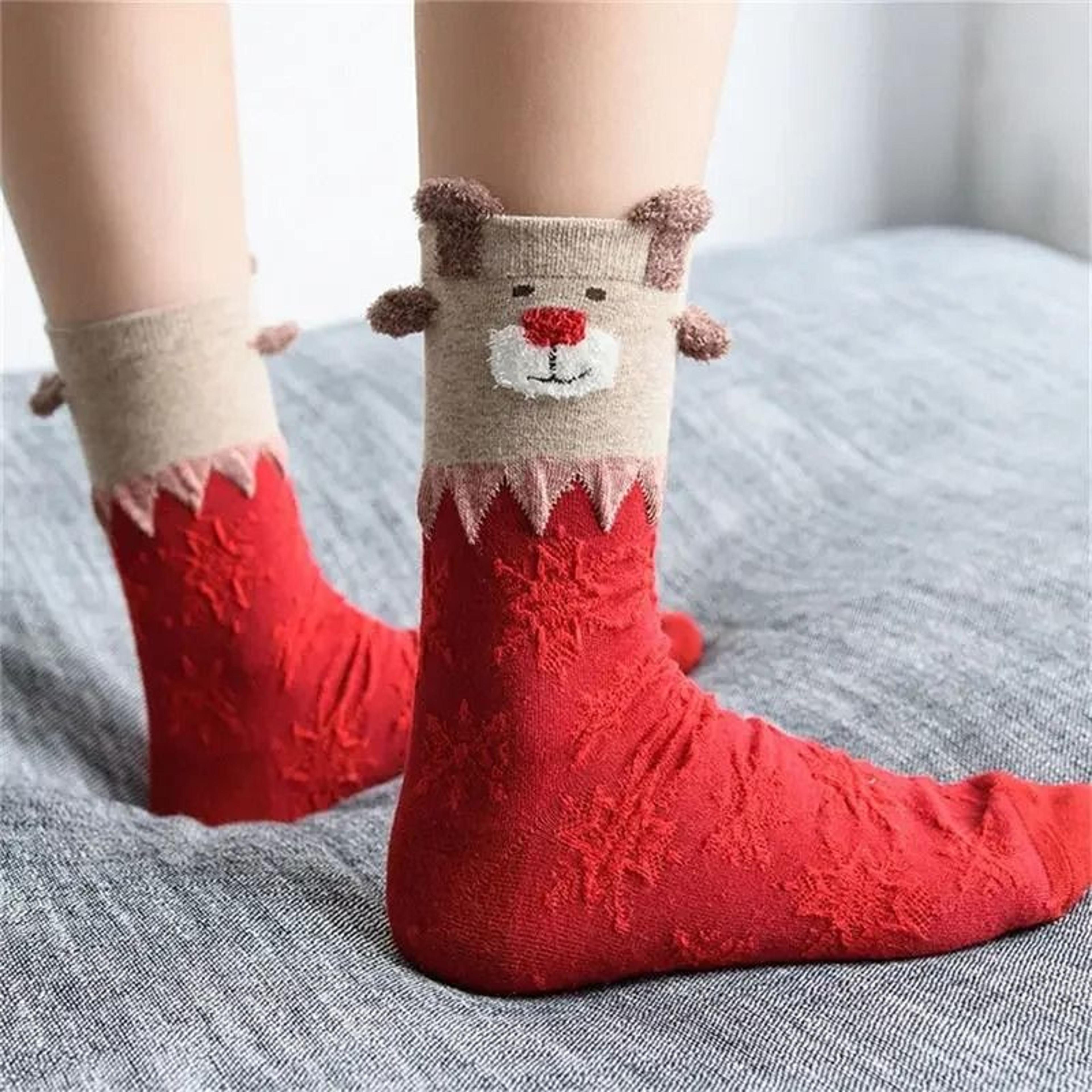Winter Warm Christmas Socks For Women And Kids With Cute Santa And Deer Designs Soft Cozy Sleep Soc 4