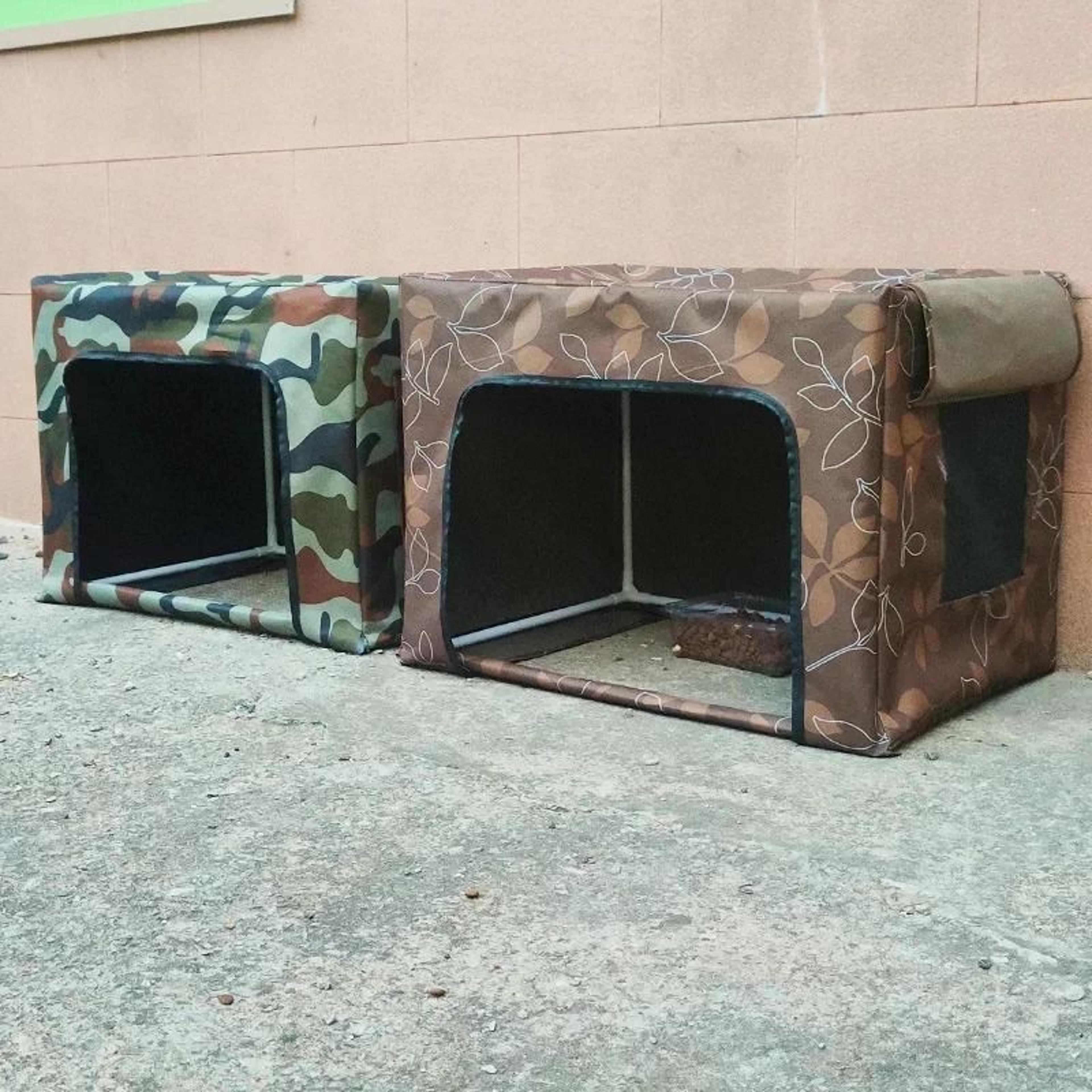 Outdoor Stray Cat Feeding House With Waterproof Canopy Rain Shelter Durable Oxford Cloth Nest 3