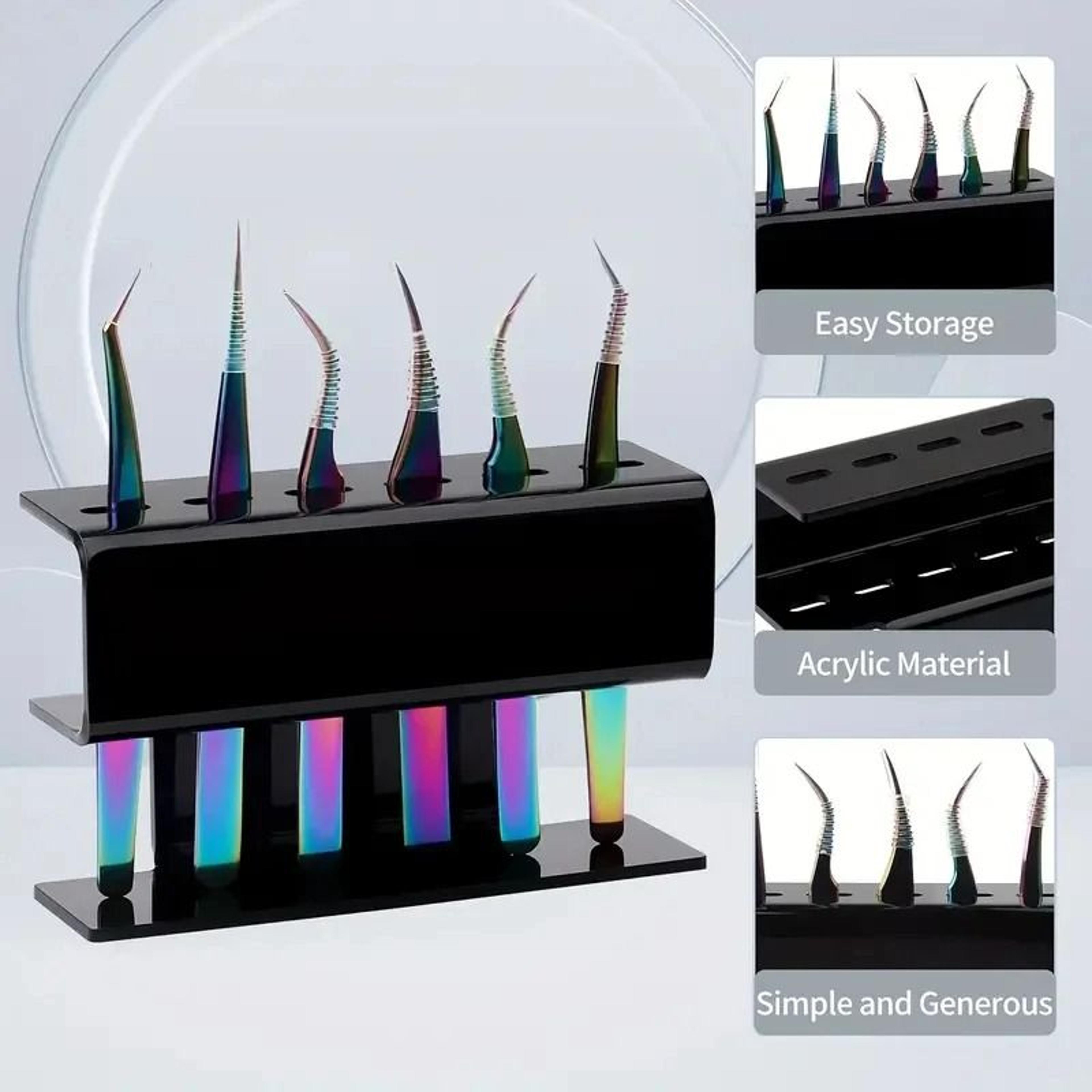 Acrylic Eyelash Tweezer Storage Rack Six Slot Space Saving Organizer For Beauty Tools 2