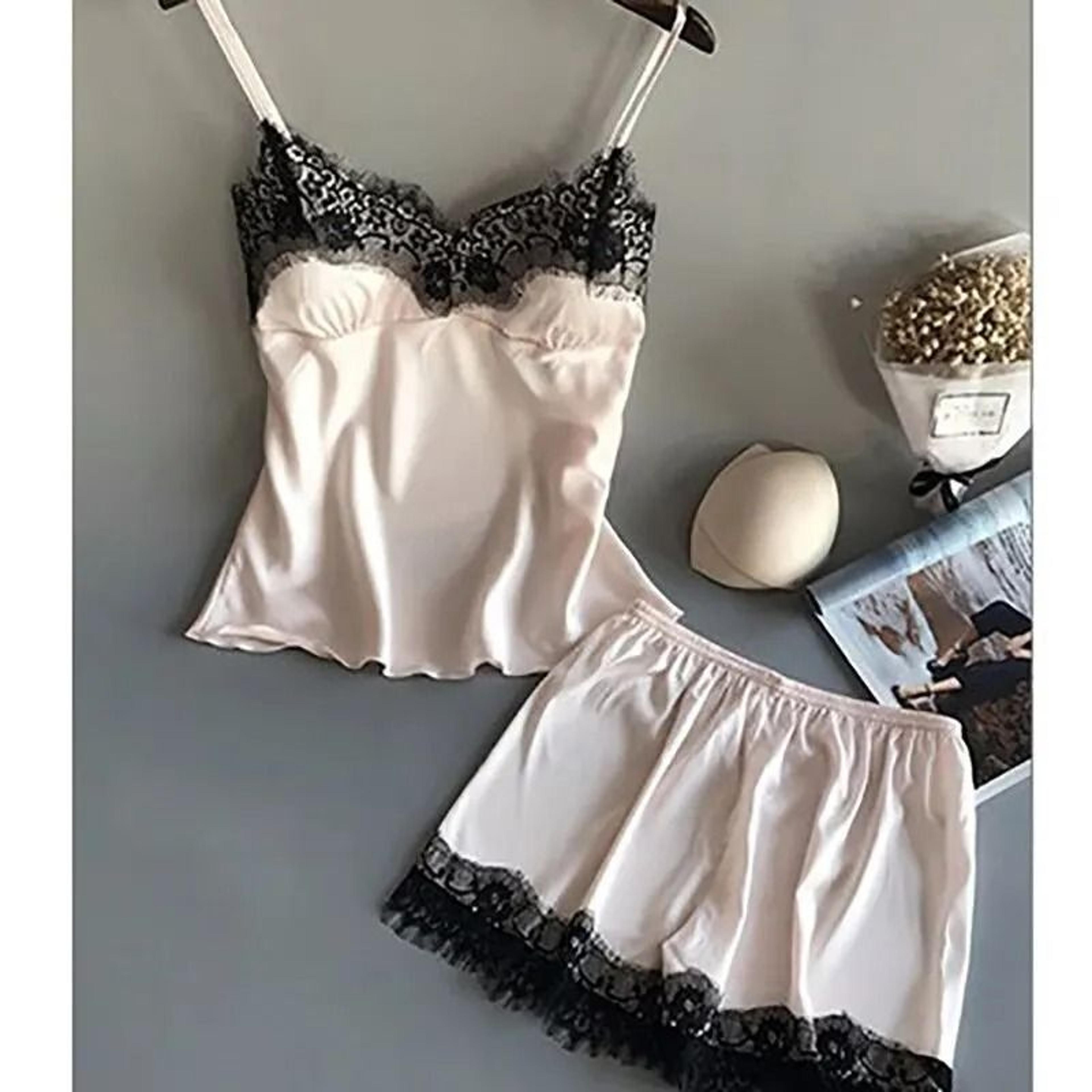 Elegant Lace VNeck Pajama Set For Women  Soft Sleepwear With Matching Shorts 3