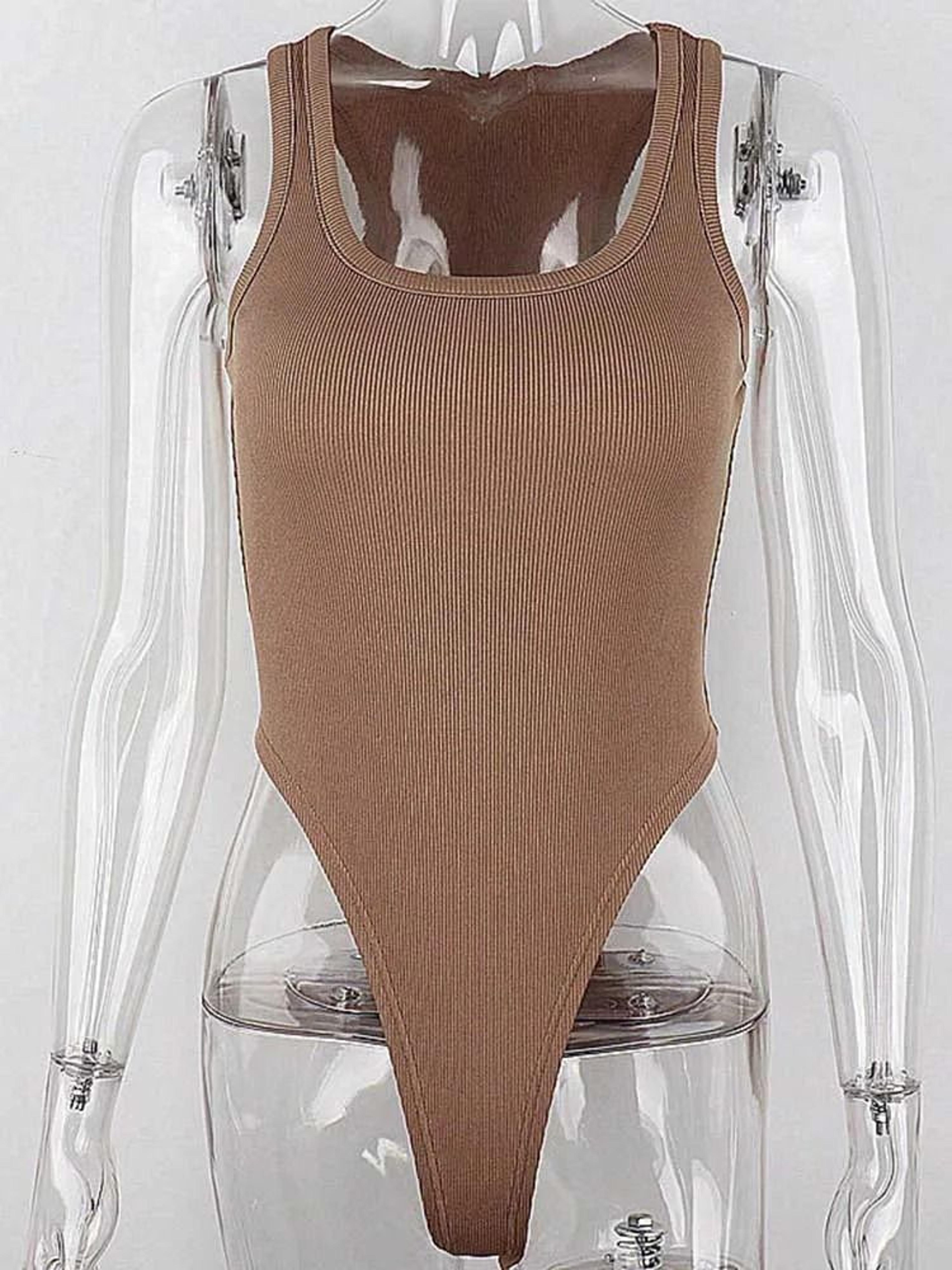 Sexy Sleeveless Knit Bodysuit For Women  Off Shoulder Halter Bodycon Summer Clubwear 5