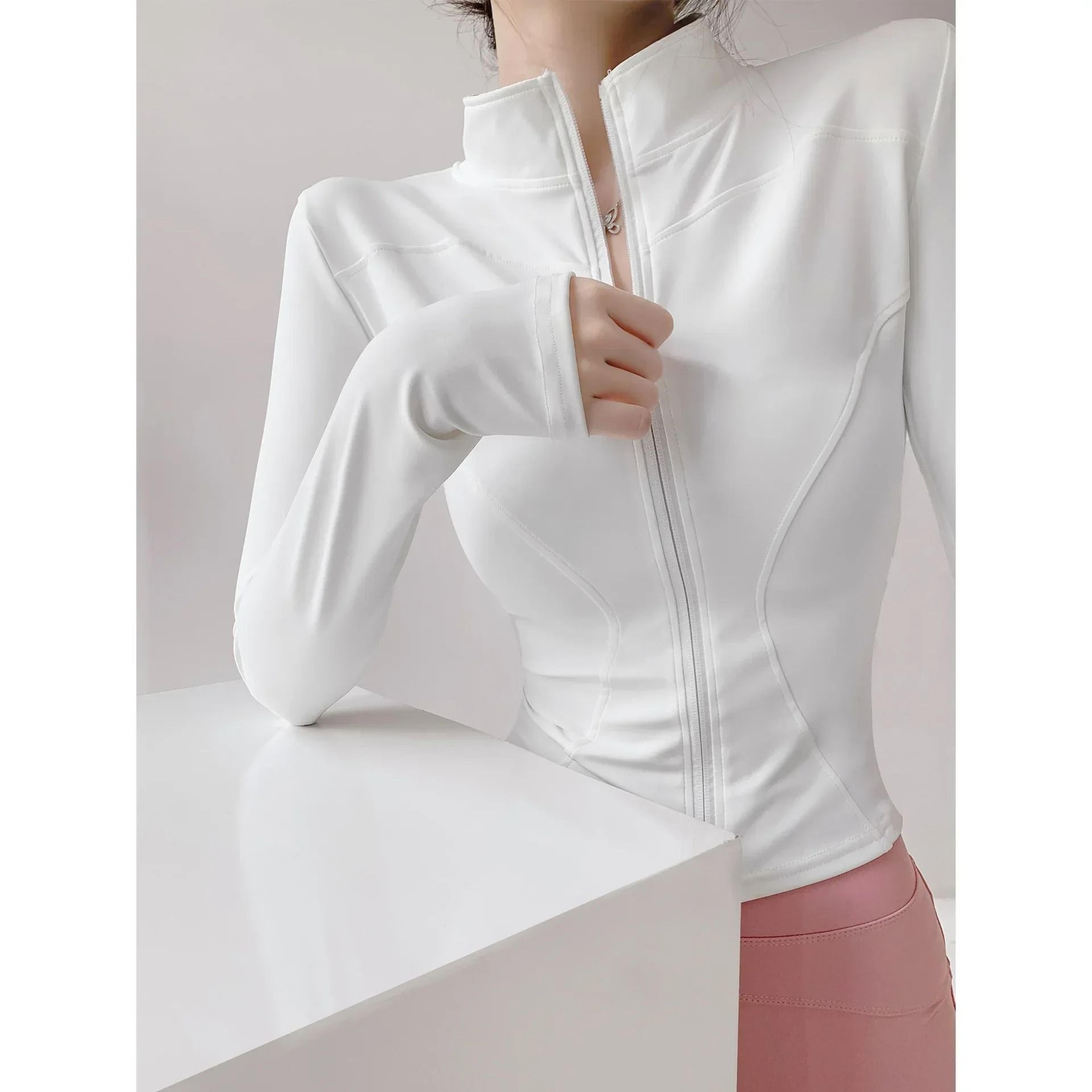 Sun Quick Drying Sports Coat Women Tight Top Yoga Jacket Long Sleeve Zipper Fitness Jacket S To 3XL 11