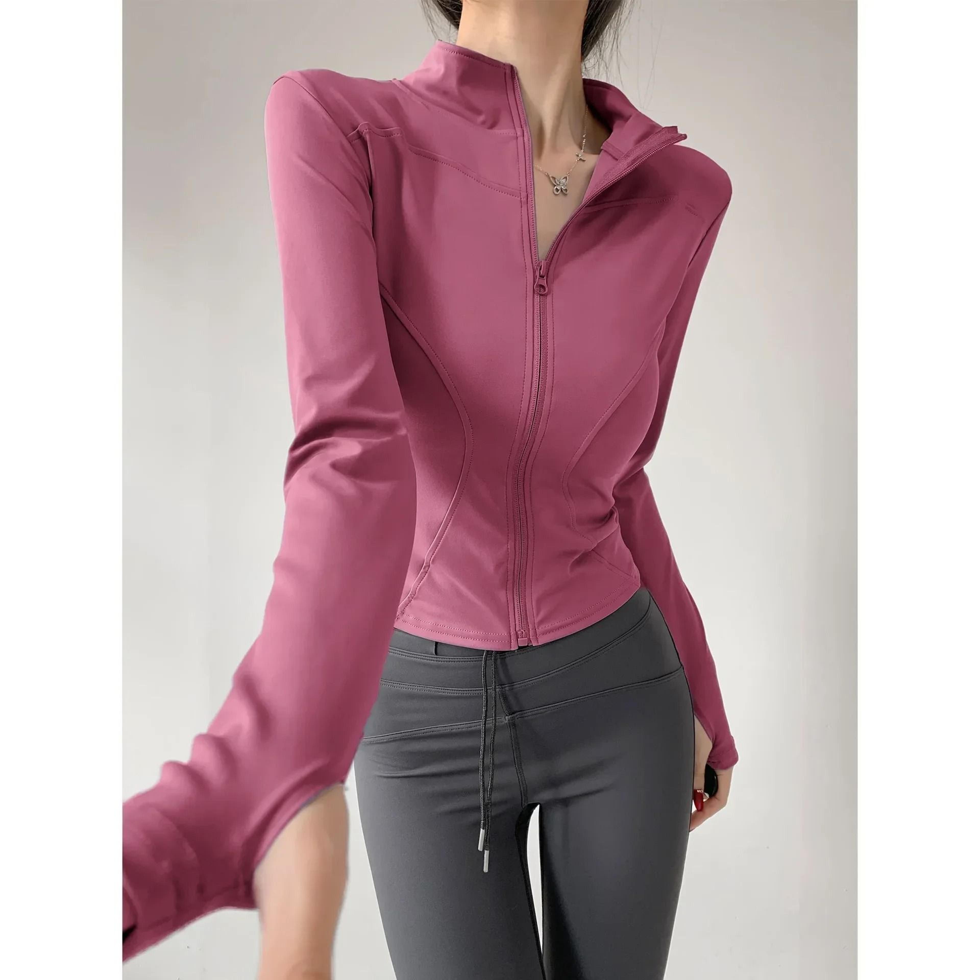 Sun Quick Drying Sports Coat Women Tight Top Yoga Jacket Long Sleeve Zipper Fitness Jacket S To 3XL 6