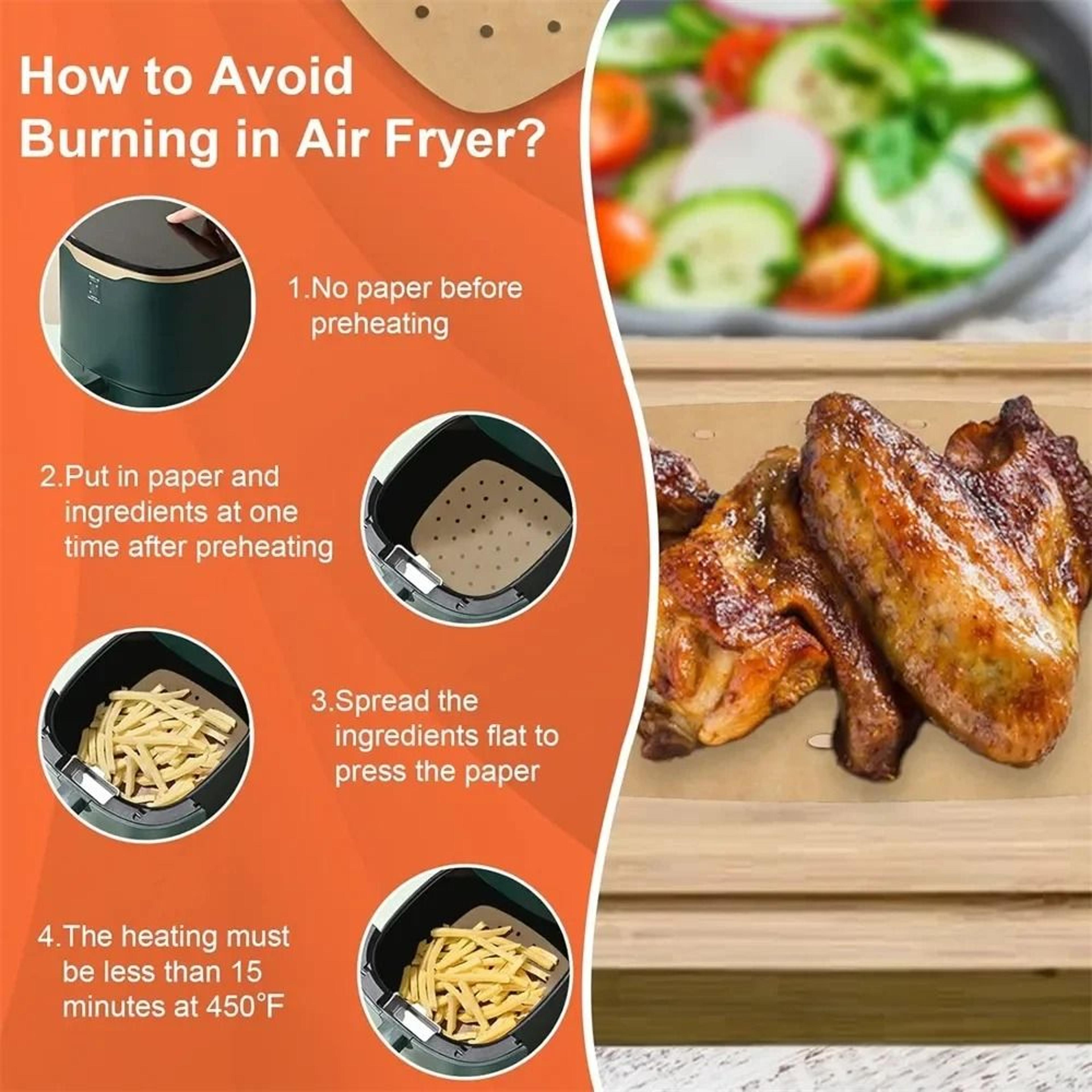 Air Fryer Parchment Paper Liners 100 Pack Disposable Square Perforated Liners 75 To 9 Inch 5