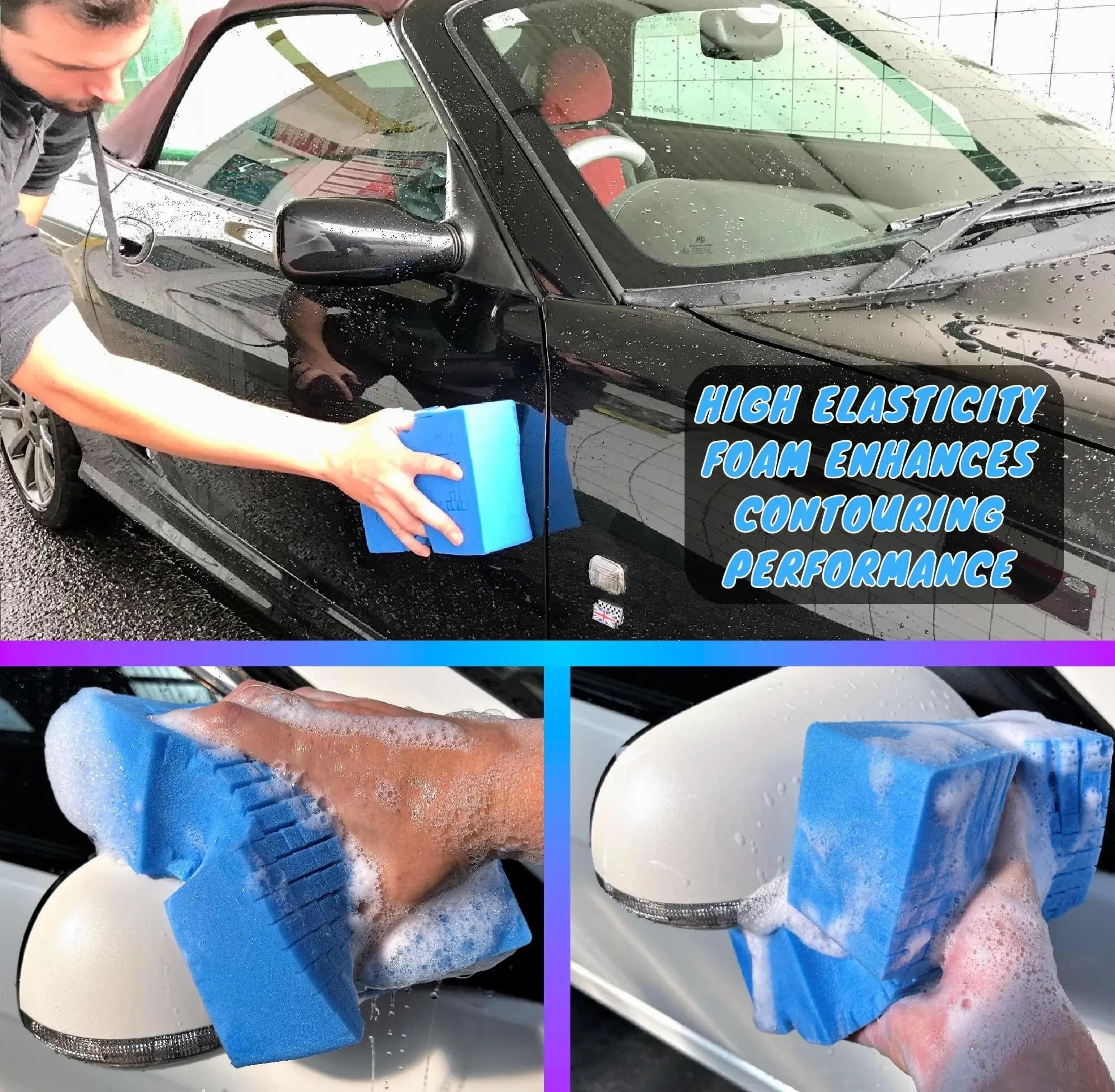 Large CrossCut Super Absorbent Car Wash Sponge With Easy Grip Foam 3