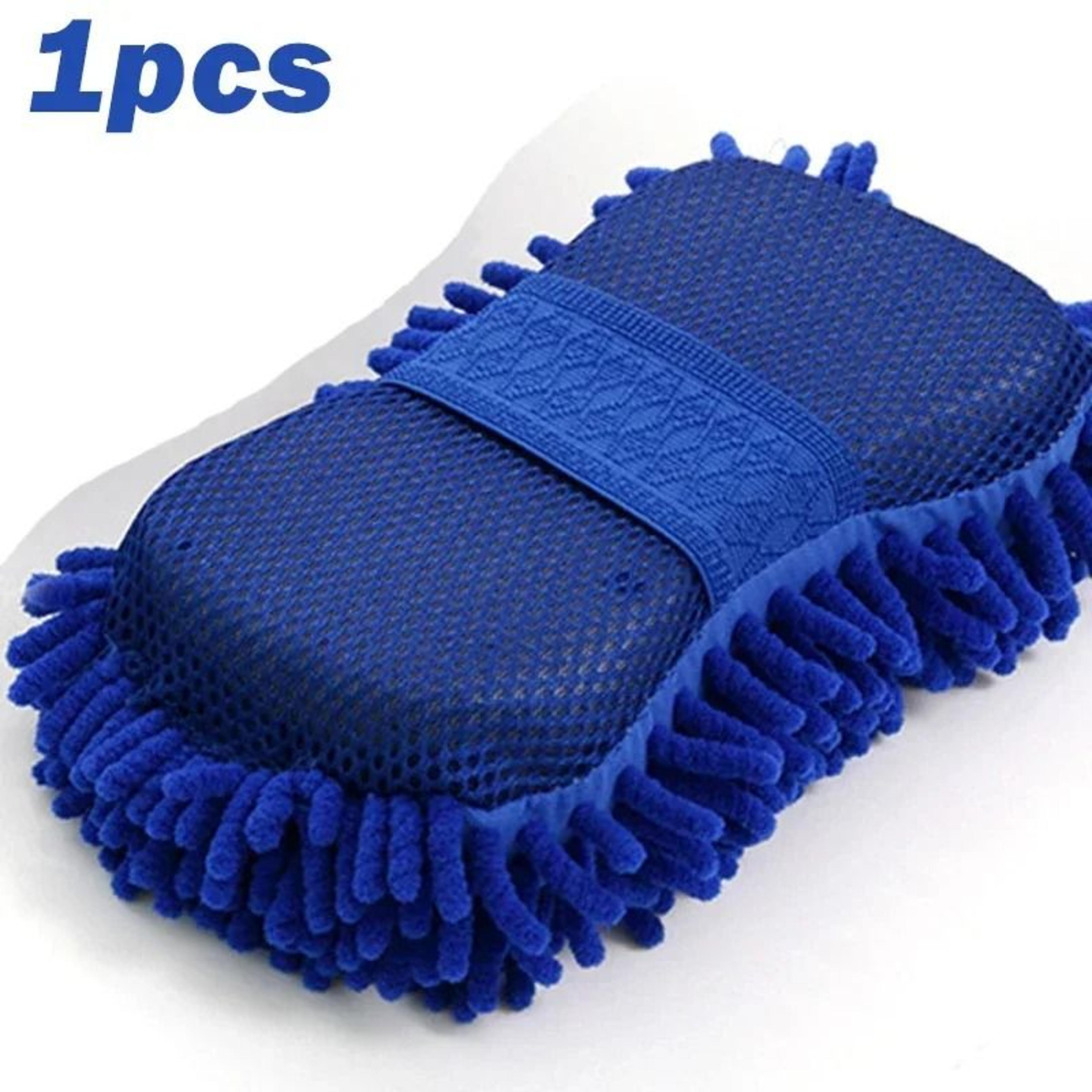 2 Pcs Blue Microfiber Chenille Car Wash Sponges Cleaning Pads 7
