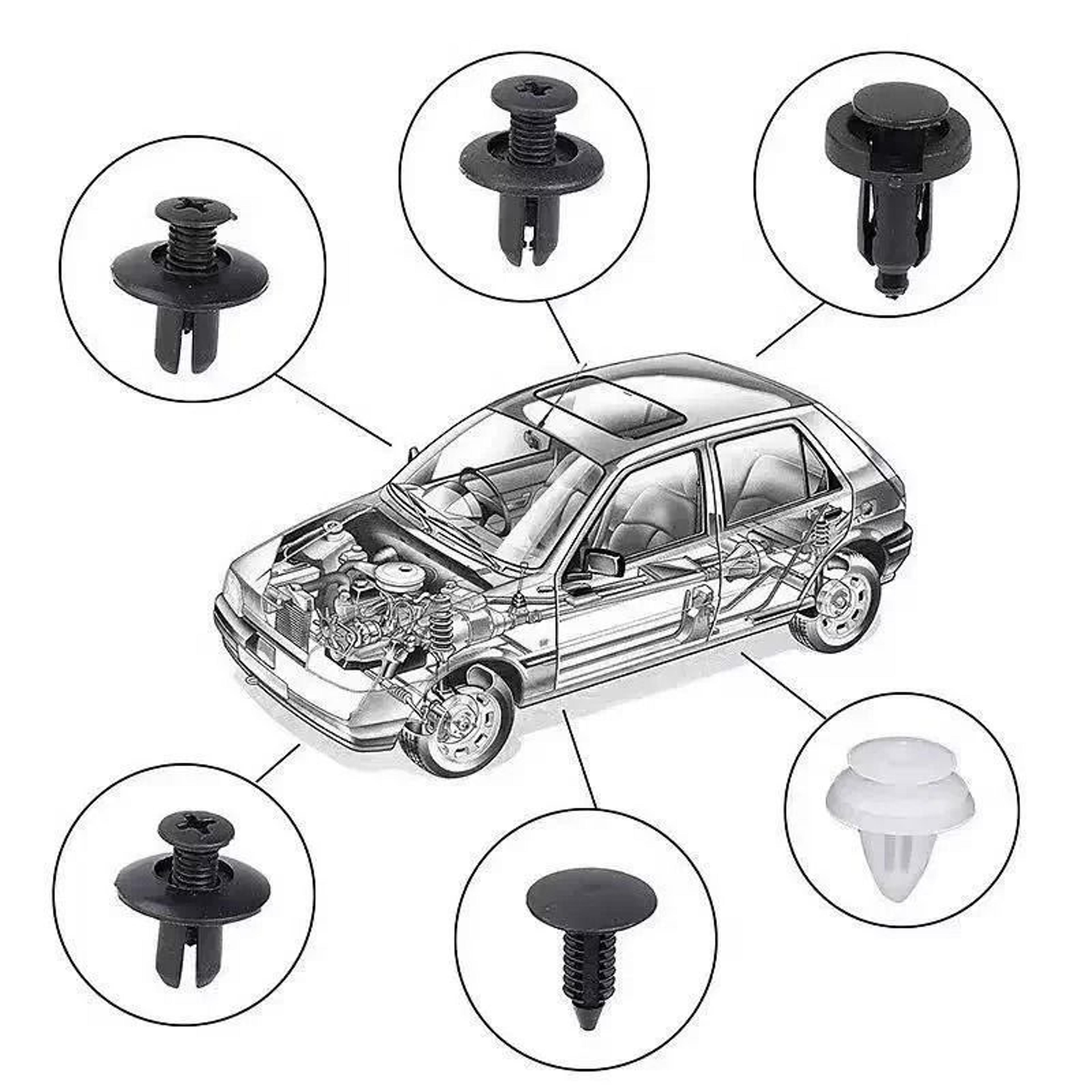 Universal Car Body Push Retainer Pin And Trim Fastener Kit With Tools 3