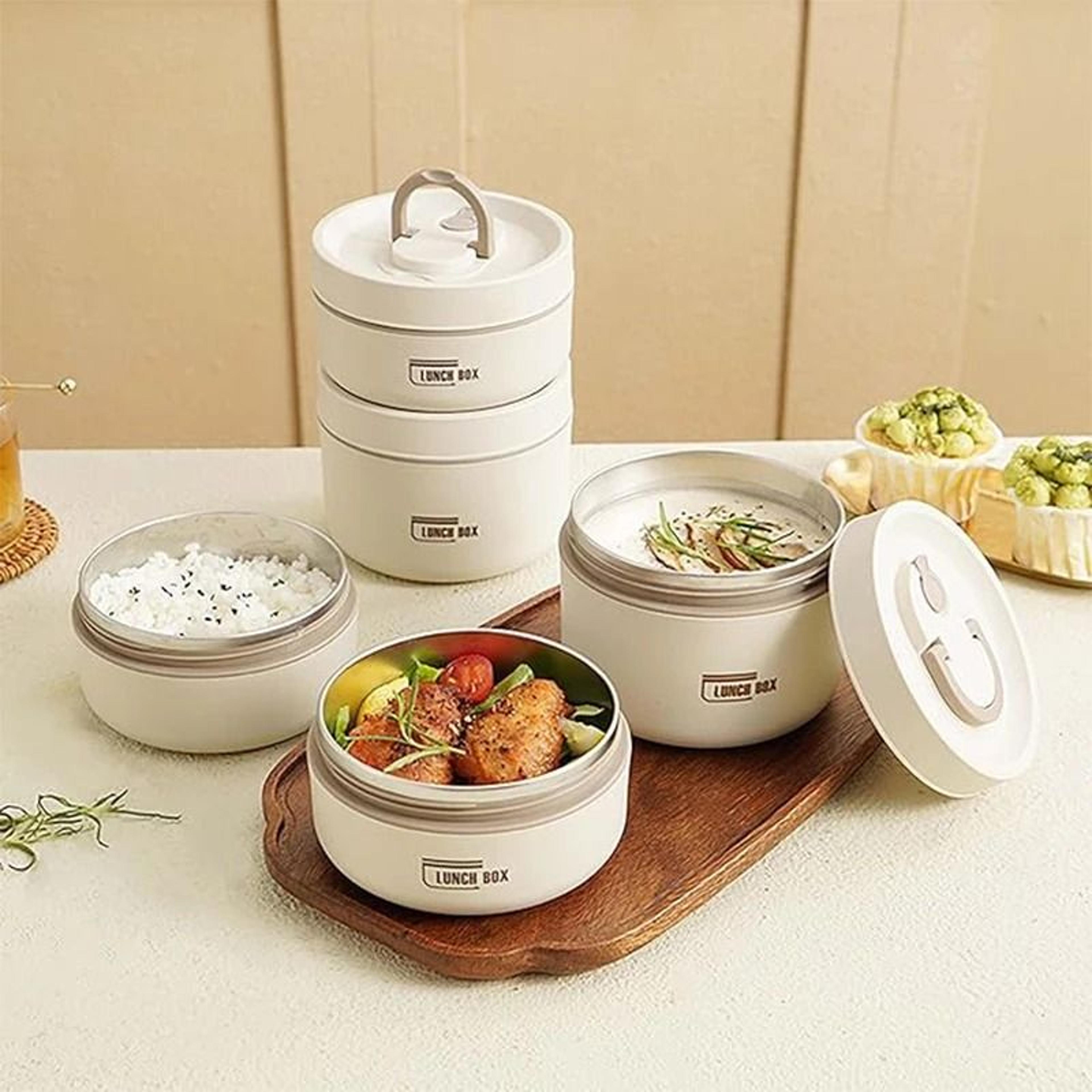 Portable Insulated Lunch Container Set With 3 Stackable Food Boxes For Adults And Kids 1