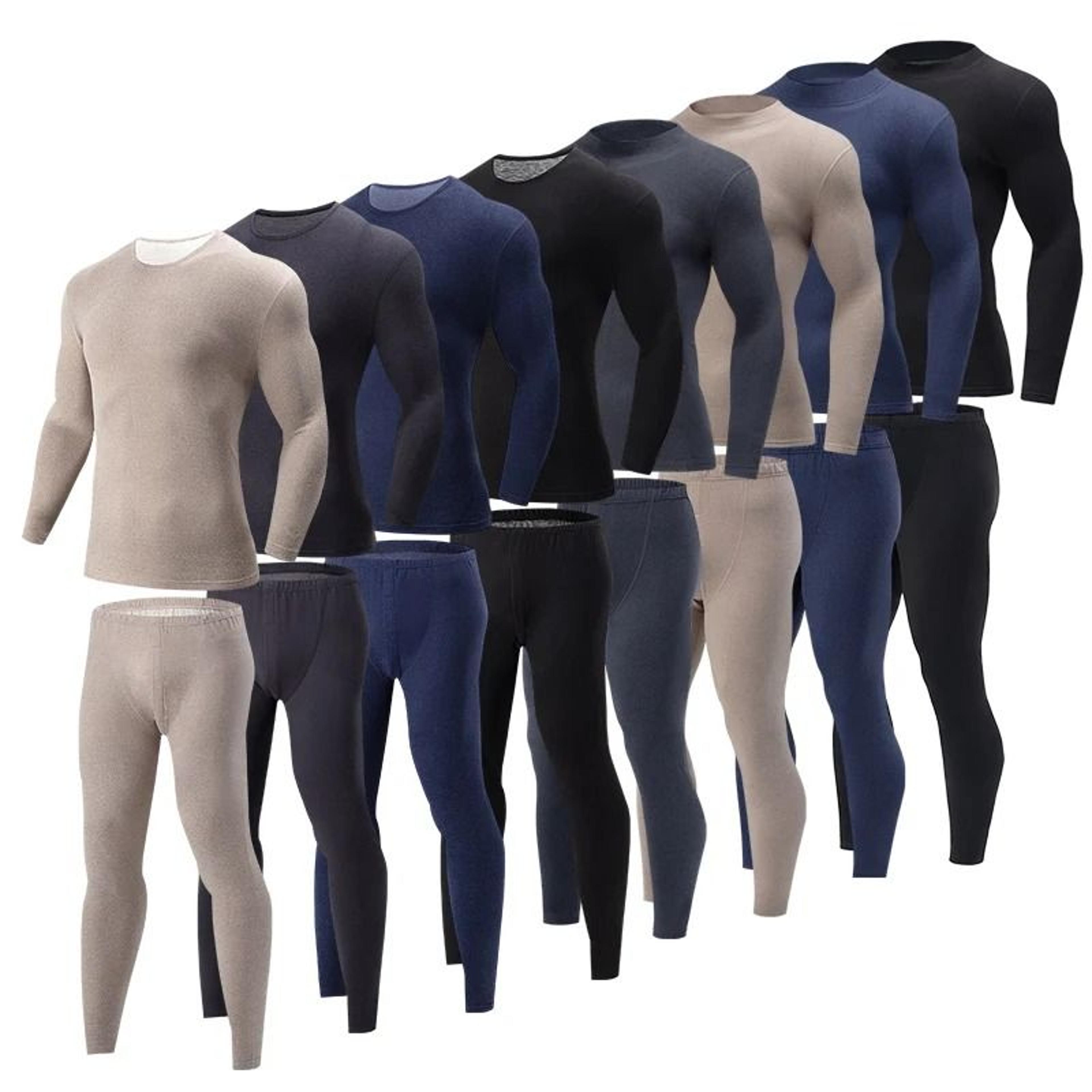 Mens Thermal Underwear Set Fleece Lined Long Sleeve Top And Pants For Autumn And Winter Comfort 5