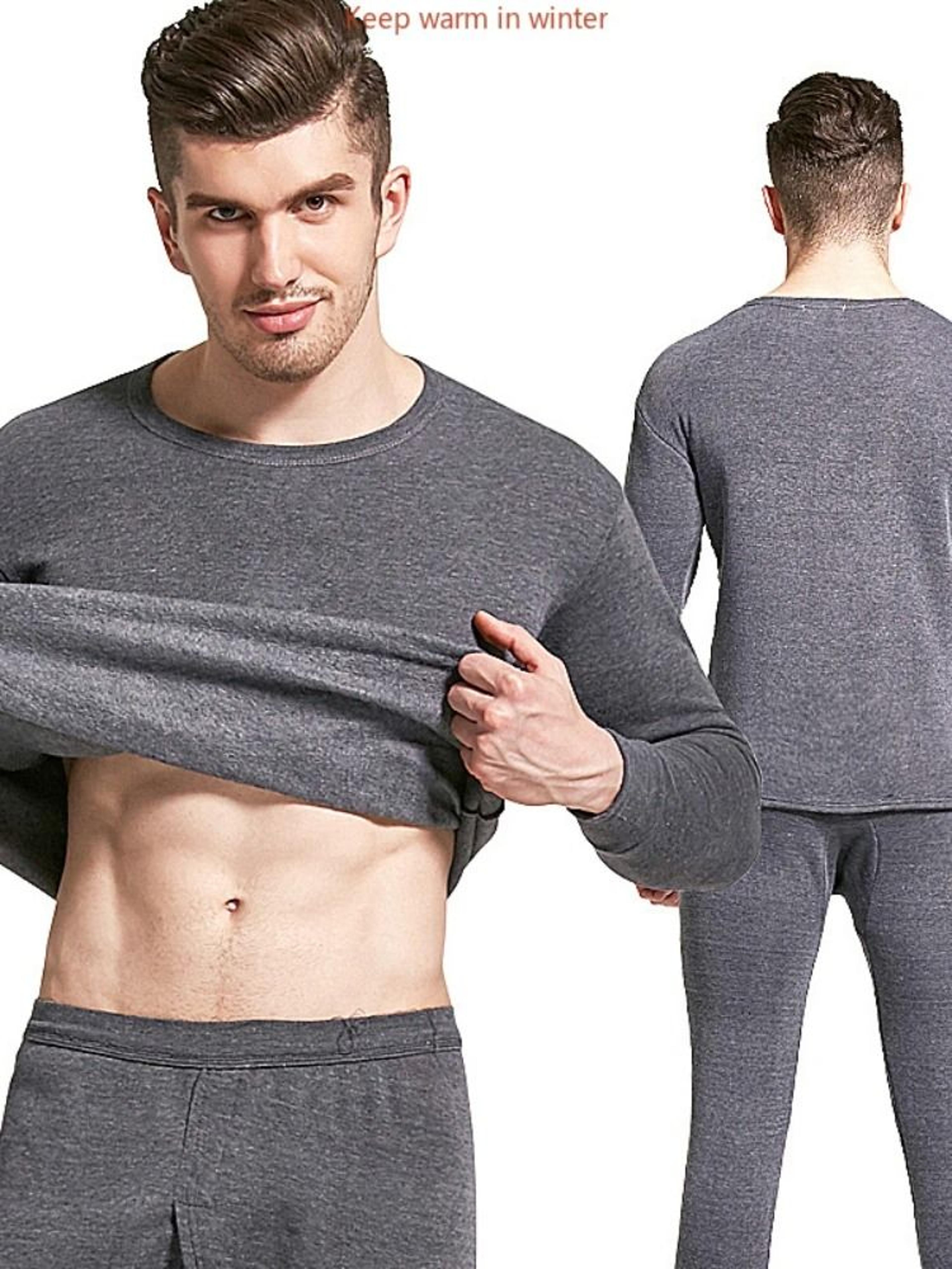 Mens Winter Thermal Underwear Set Fleece Lined Long Sleeve Top And Pants For Cold Weather Warmth 4