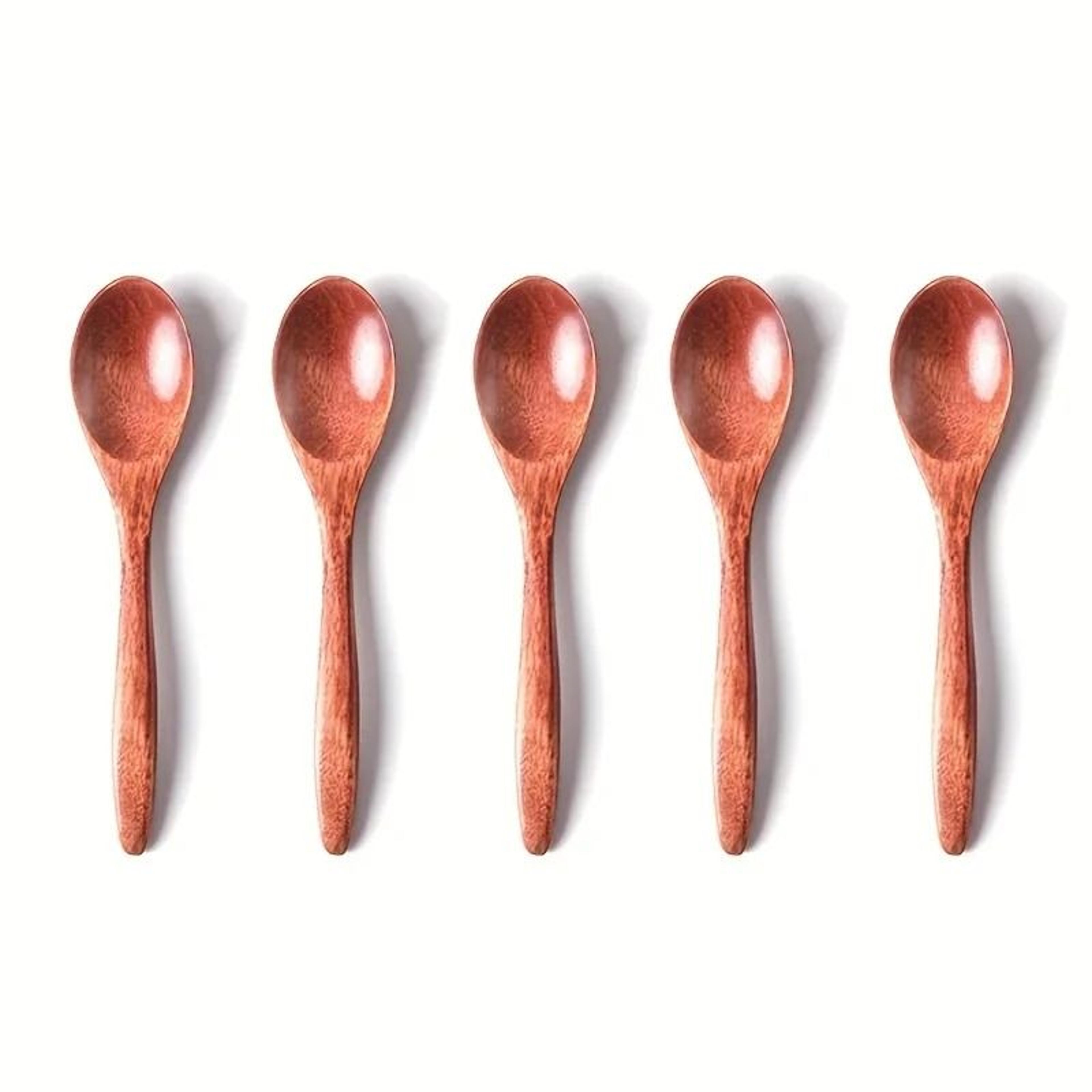 Wooden Tea Spoon Set Long Coffee And Dessert Spoons 8