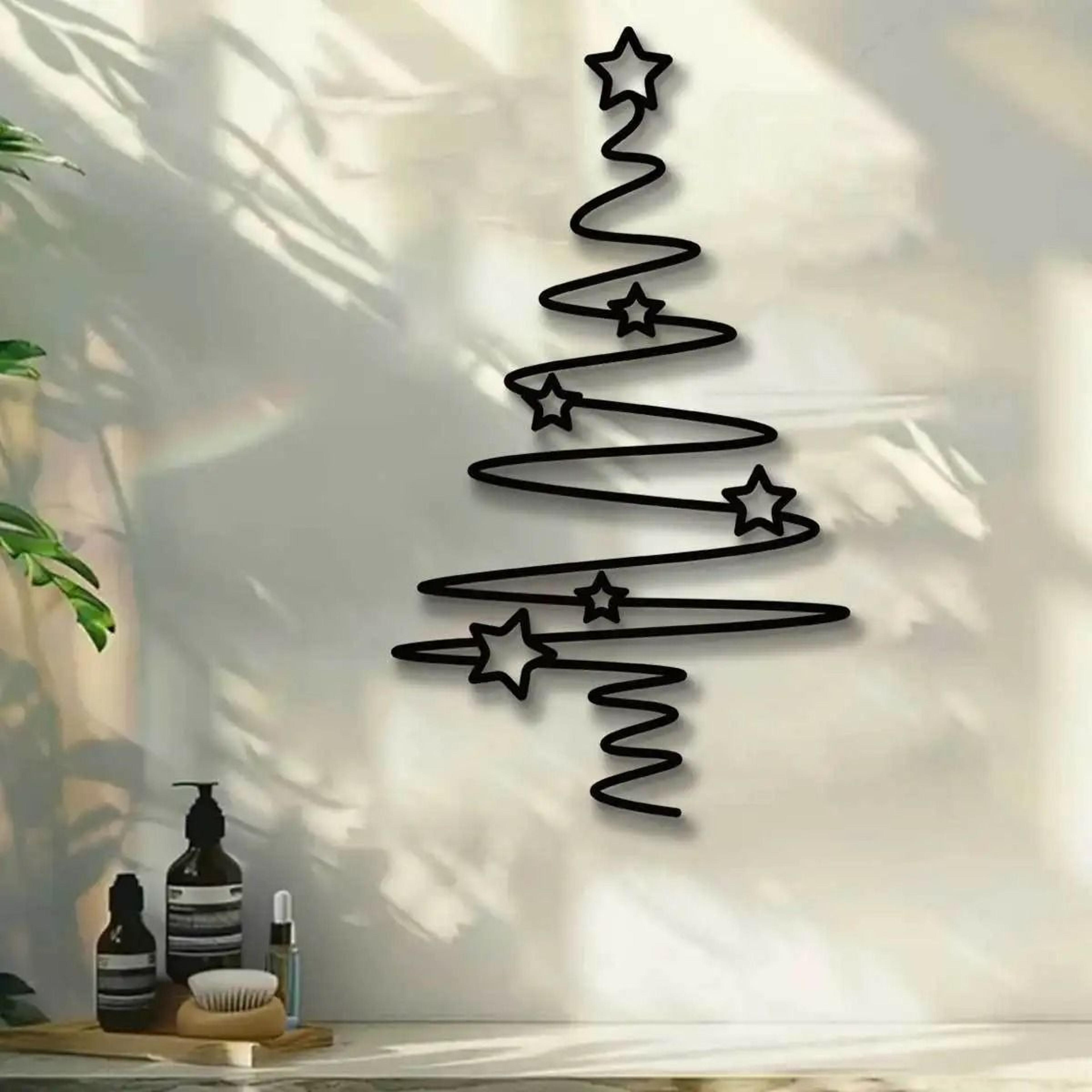 Minimalist Metal Christmas Tree Wall Art Decorative Holiday Wall Hanging 2