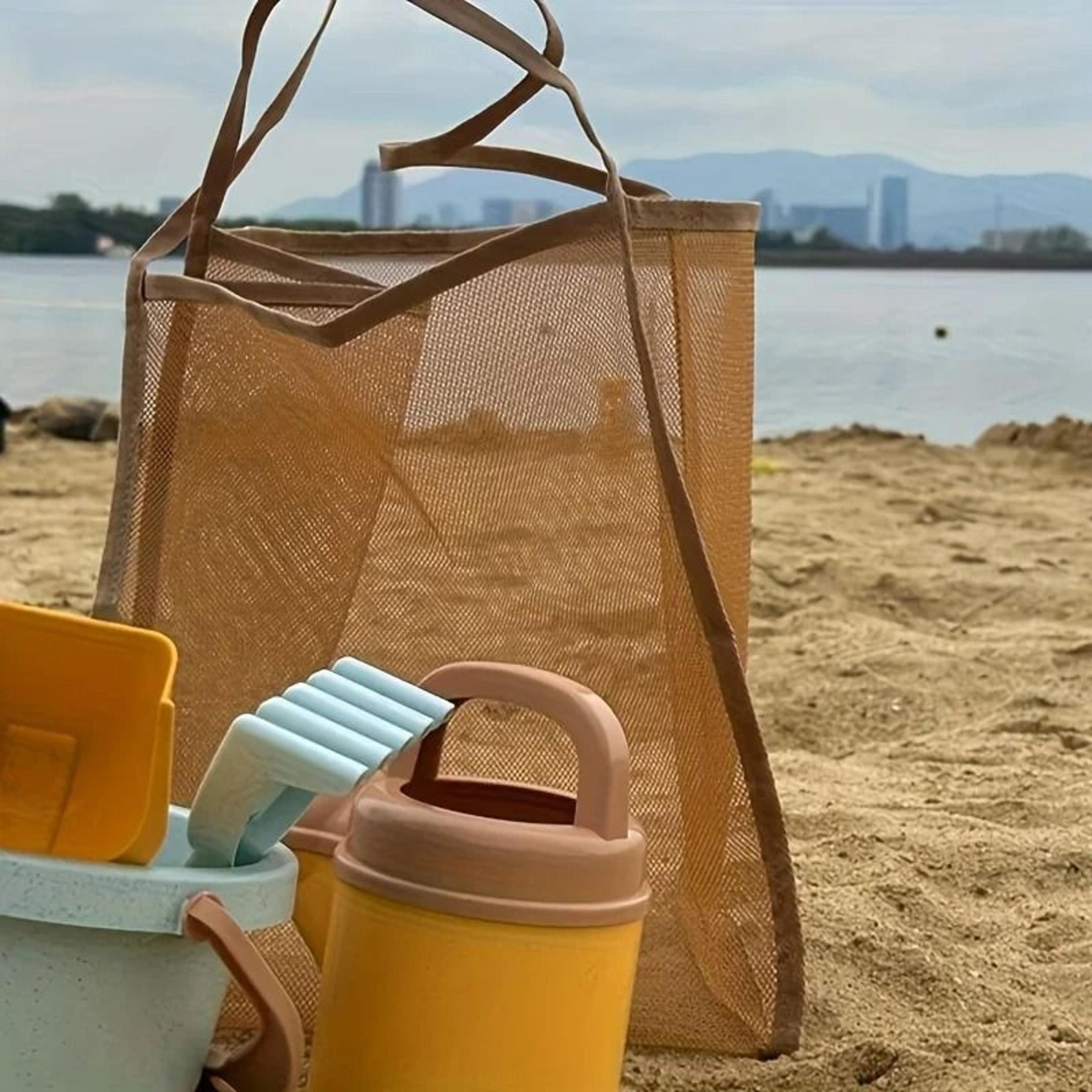 Extra Large Foldable Mesh Tote Bag With Sturdy Handles For Beach Toys And Storage 1