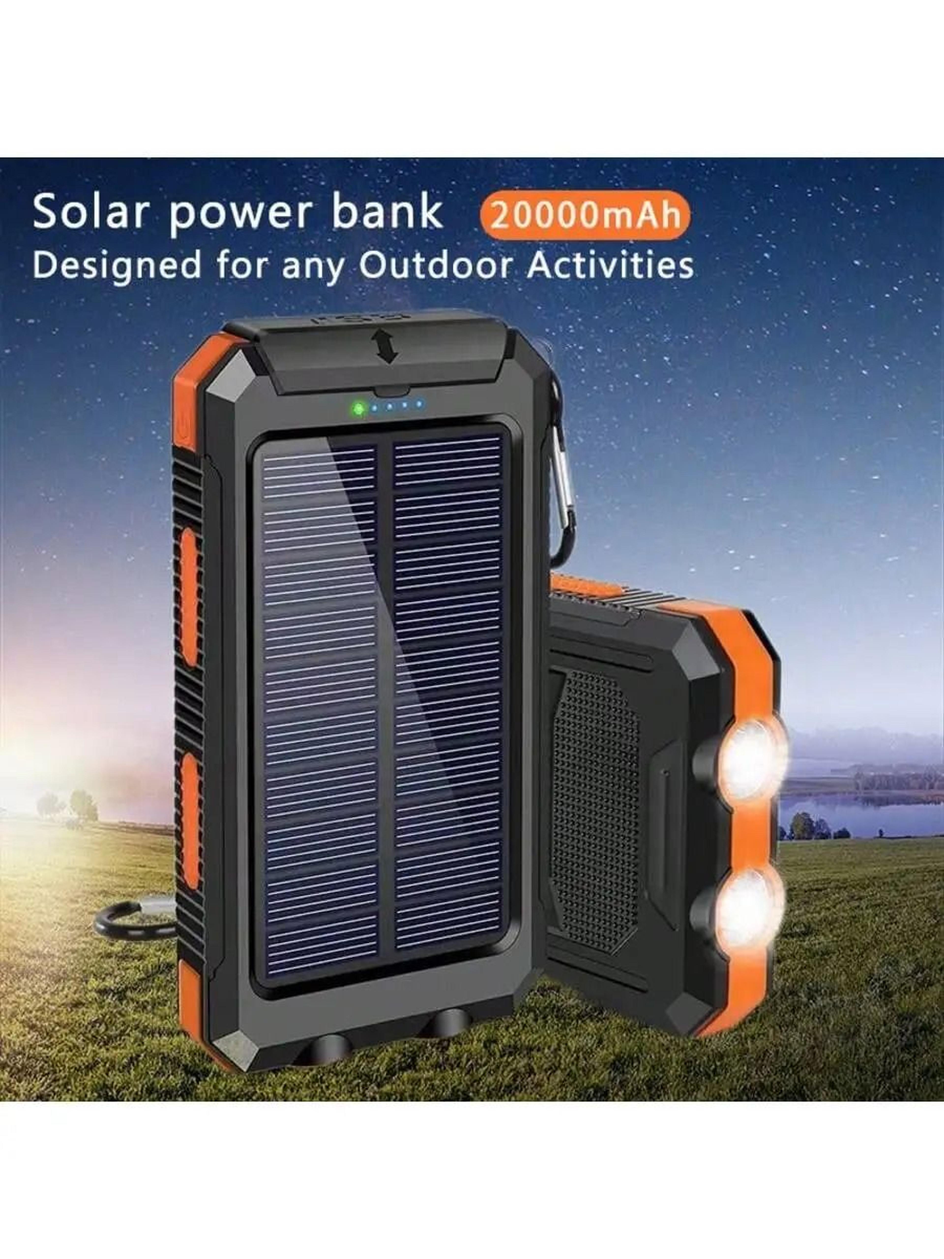 Solar Power Bank Portable Charger With Flashlight 20000mAh 0