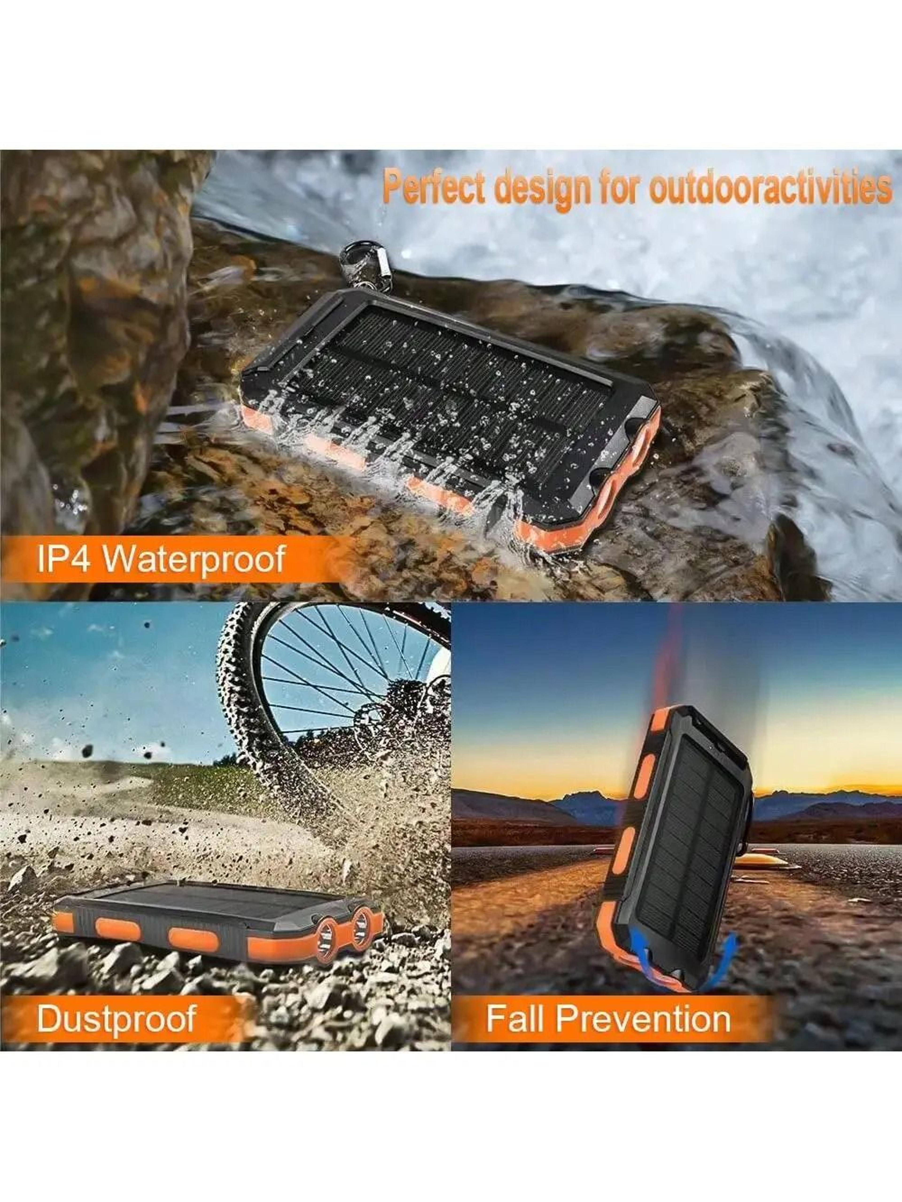Solar Power Bank Portable Charger With Flashlight 20000mAh 5