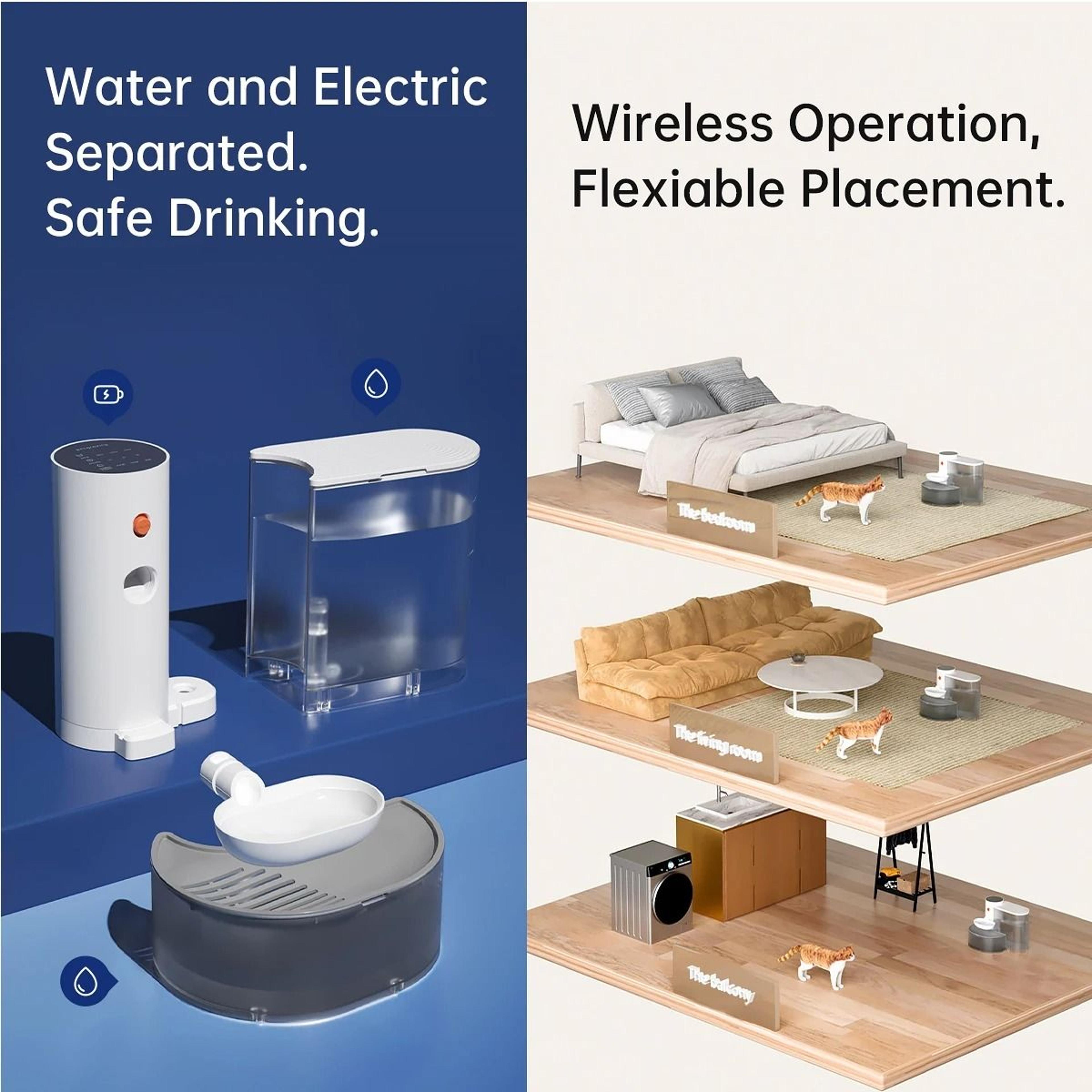 Smart Wireless Pet Water Dispenser Rechargeable Automatic Water Feeder 4