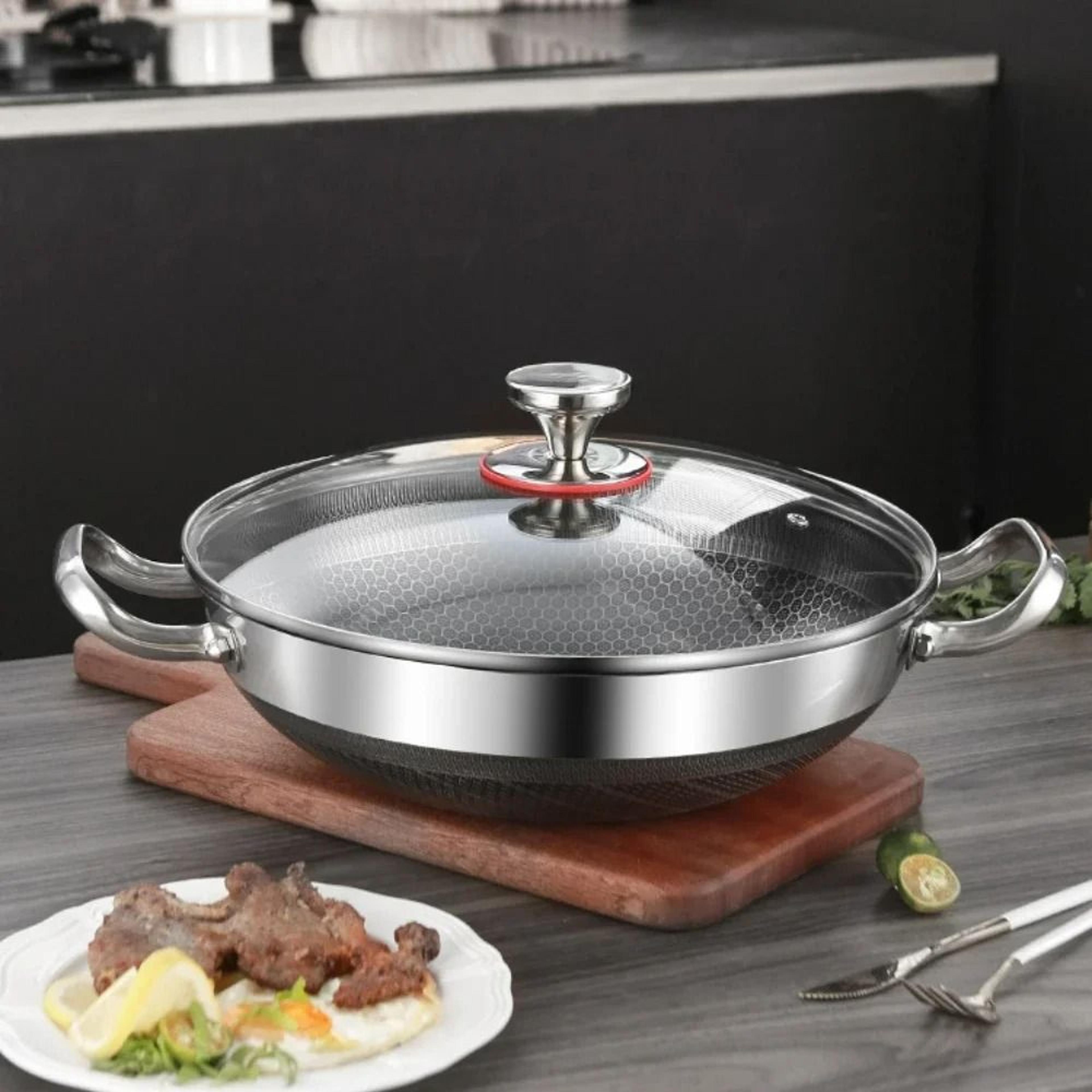 304 stainless steel honeycomb non stick soup pot with lid